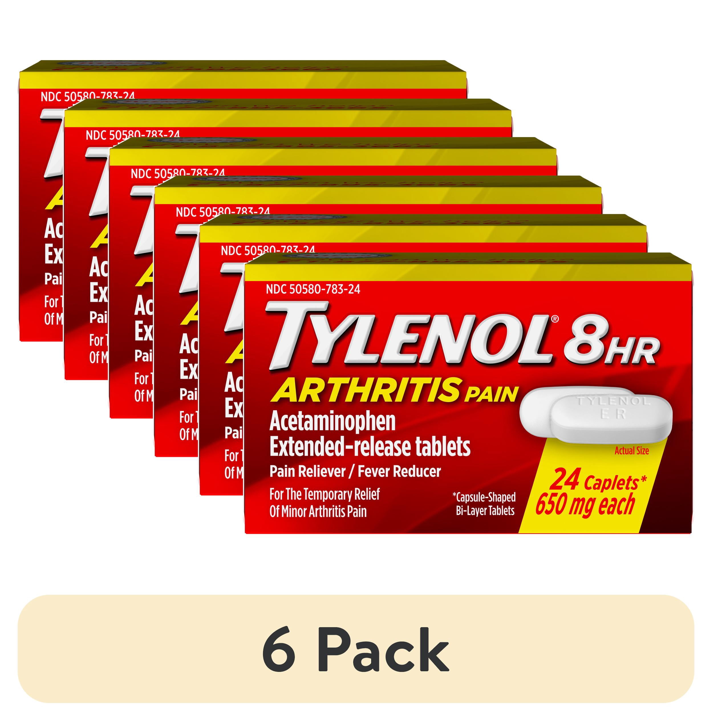(6 pack) Tylenol 8 Hour Arthritis Pain Relief Acetaminophen Caplets, 24 Count
