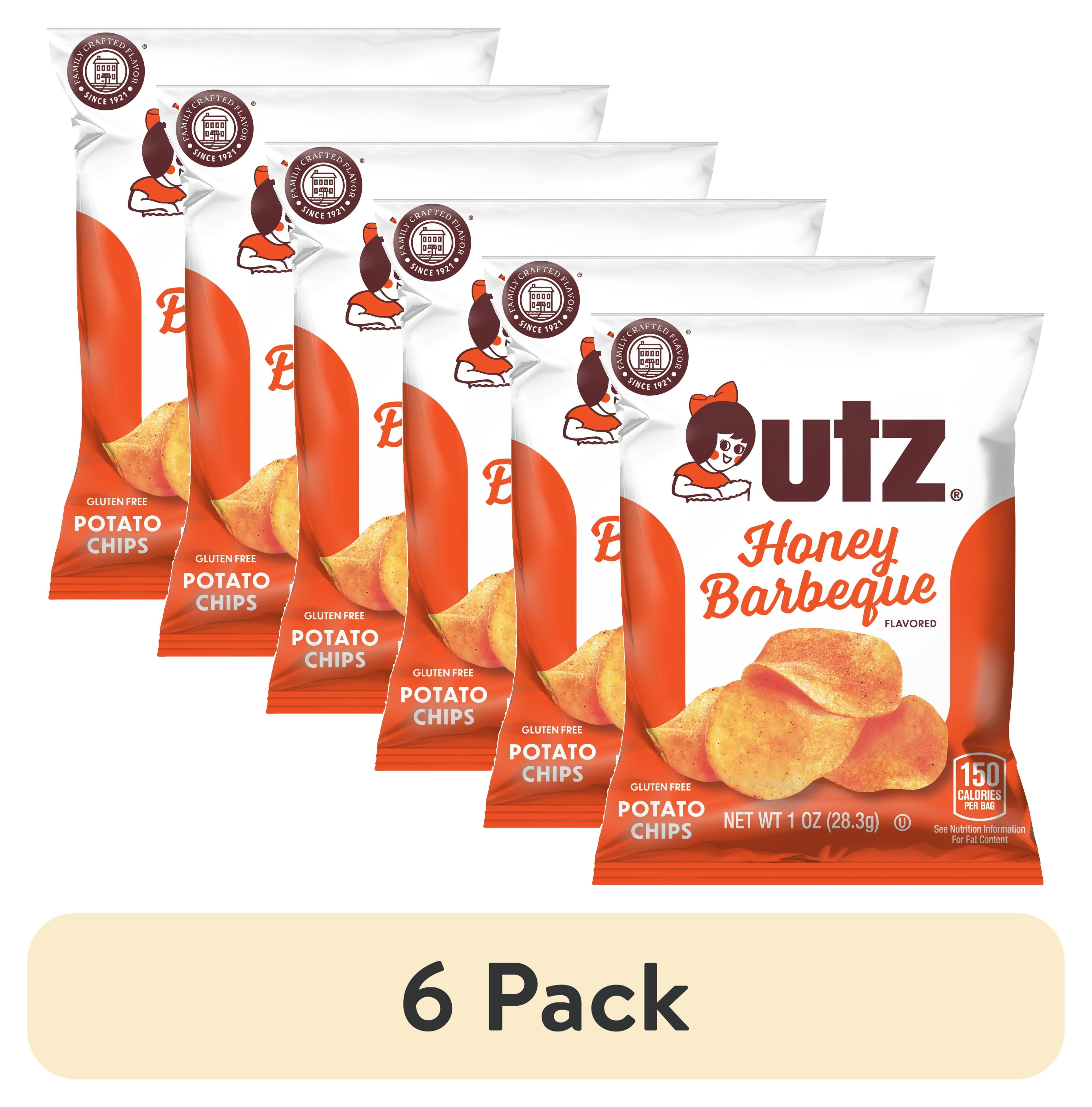 (6 pack) Utz Honey Barbeque Potato Chips, Gluten-Free, 1 oz Bag