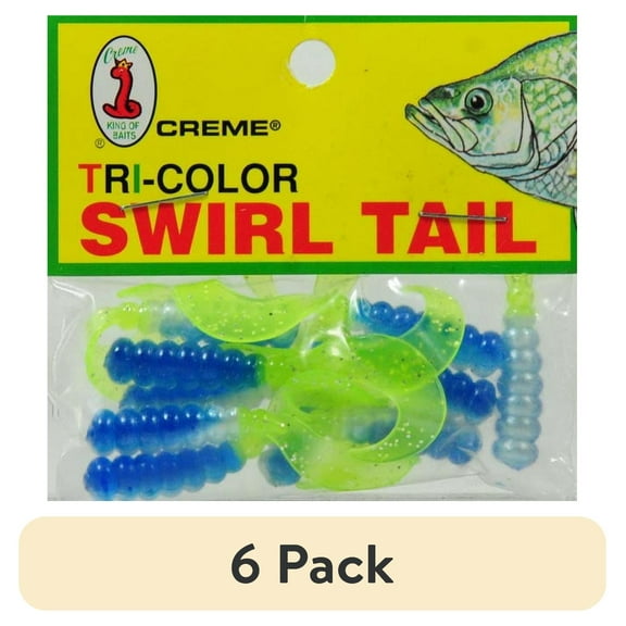 (6 pack) Creme 2" Tri-Color Swirl Tail Fishing Lures