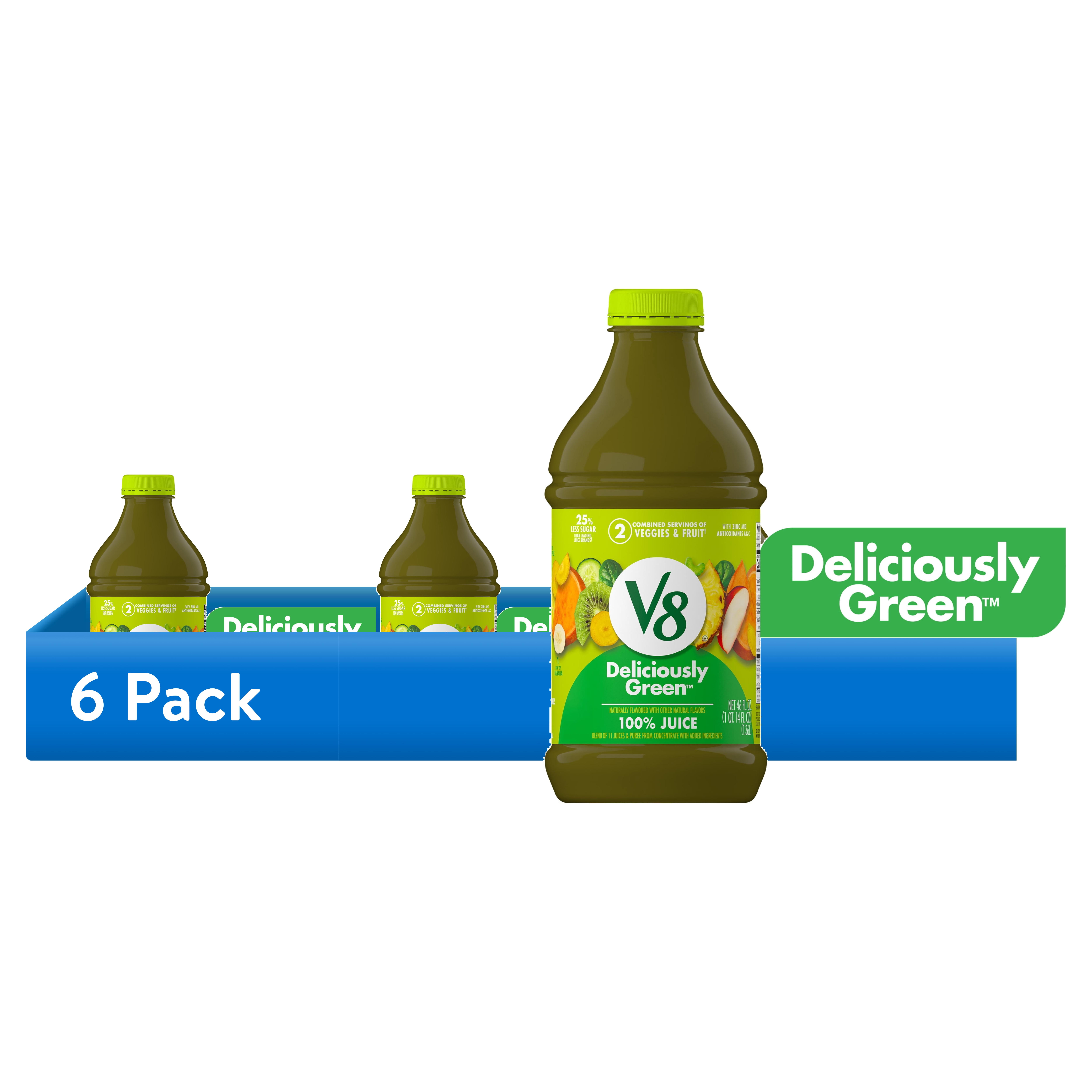 (6 pack) V8 Deliciously Green 100% Fruit and Vegetable Juice, 46 fl oz Bottle
