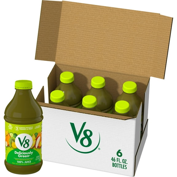 (6 pack) V8 Deliciously Green 100% Fruit and Vegetable Juice, 46 fl oz Bottle