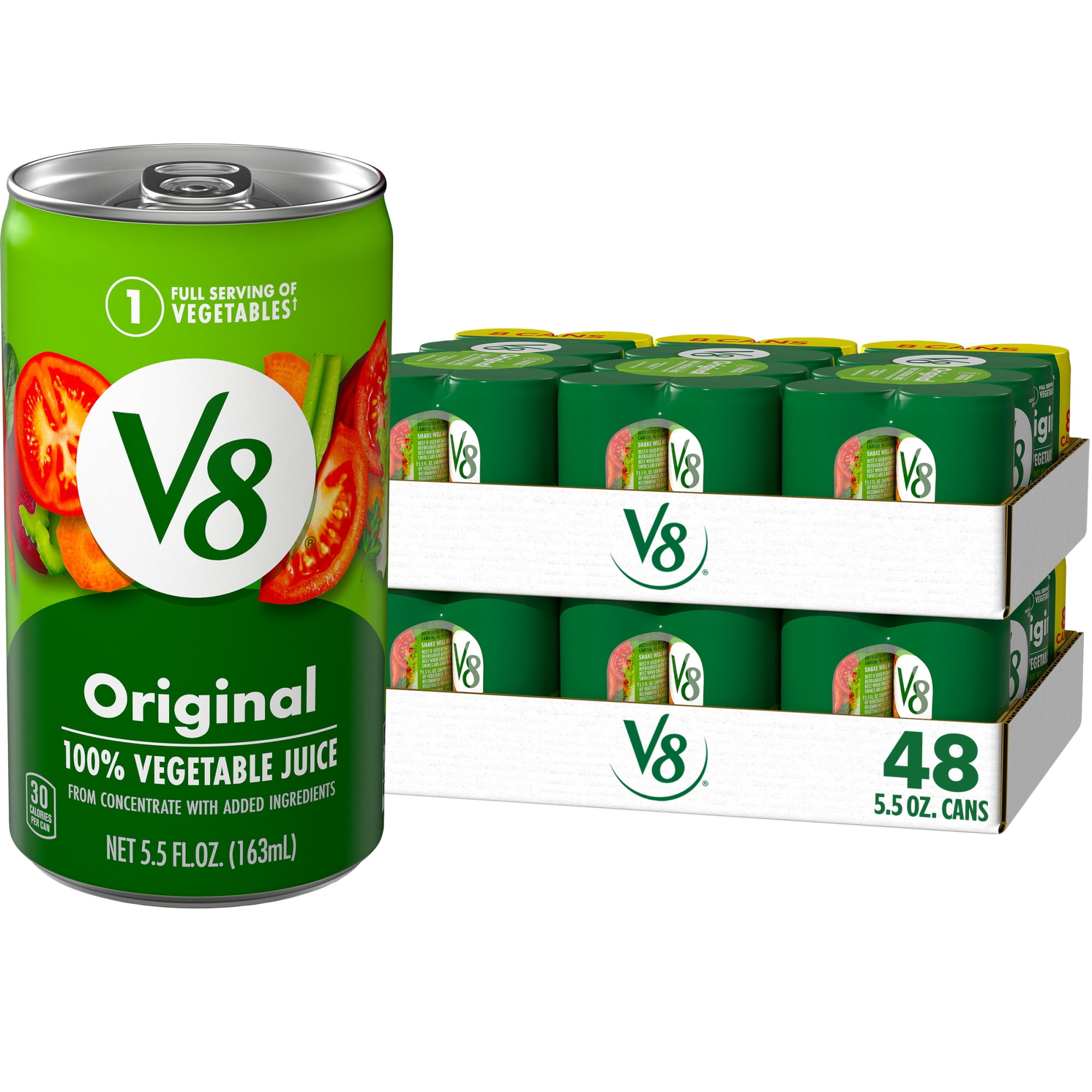 (6 pack) V8 Original 100% Vegetable Juice, 5.5 fl oz Can, 48 Count (6 Packs of 8)
