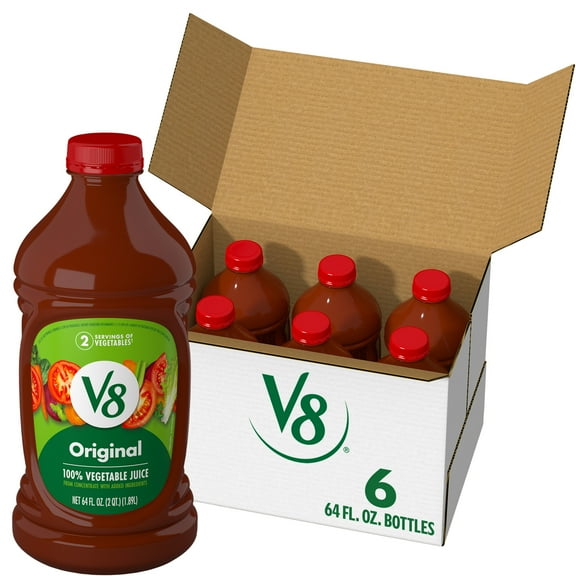 (6 pack) V8 Original 100% Vegetable Juice, 64 fl oz Bottle, 6 Count