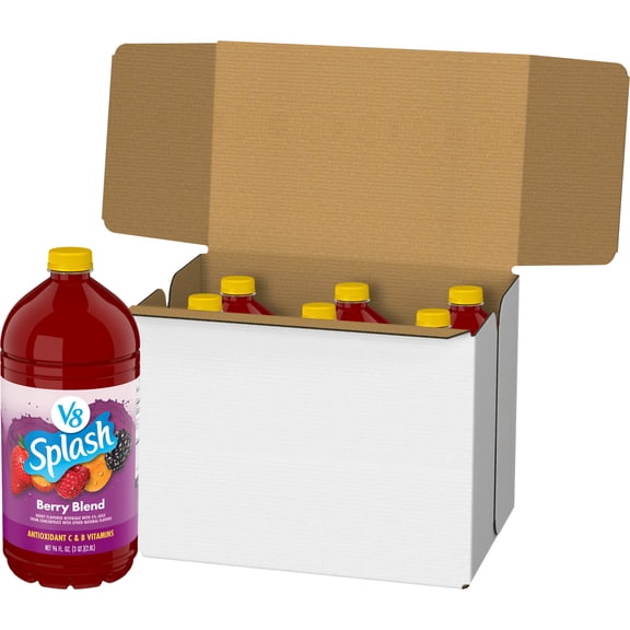 (6 pack) V8 Splash Berry Blend Flavored Beverage, 96 fl oz Bottle