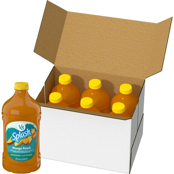 (6 pack) V8 Splash Mango Peach Flavored Beverage, 64 fl oz Bottle (6 Pack)