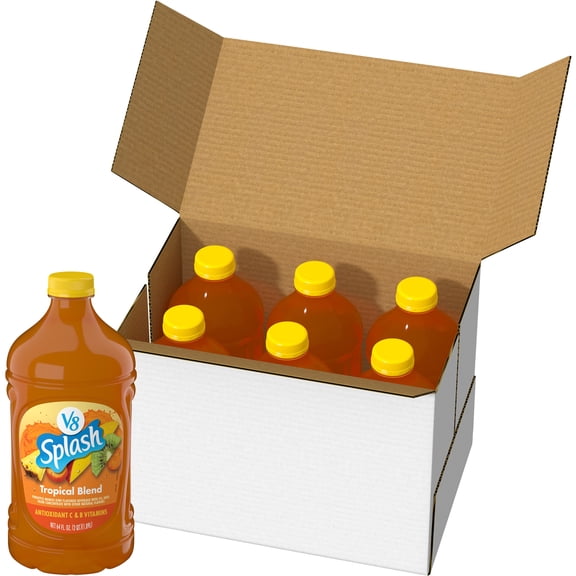 (6 pack) V8 Splash Tropical Blend Flavored Beverage, 64 fl oz Bottle