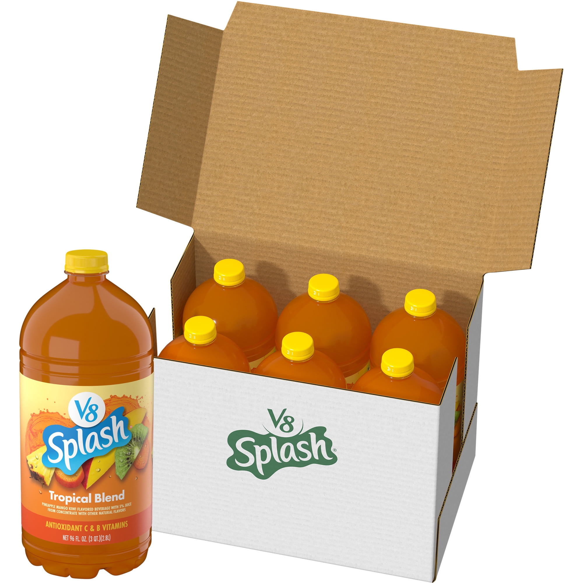 (6 pack) V8 Splash Tropical Blend Flavored Beverage, 96 fl oz Bottle (6 Pack)