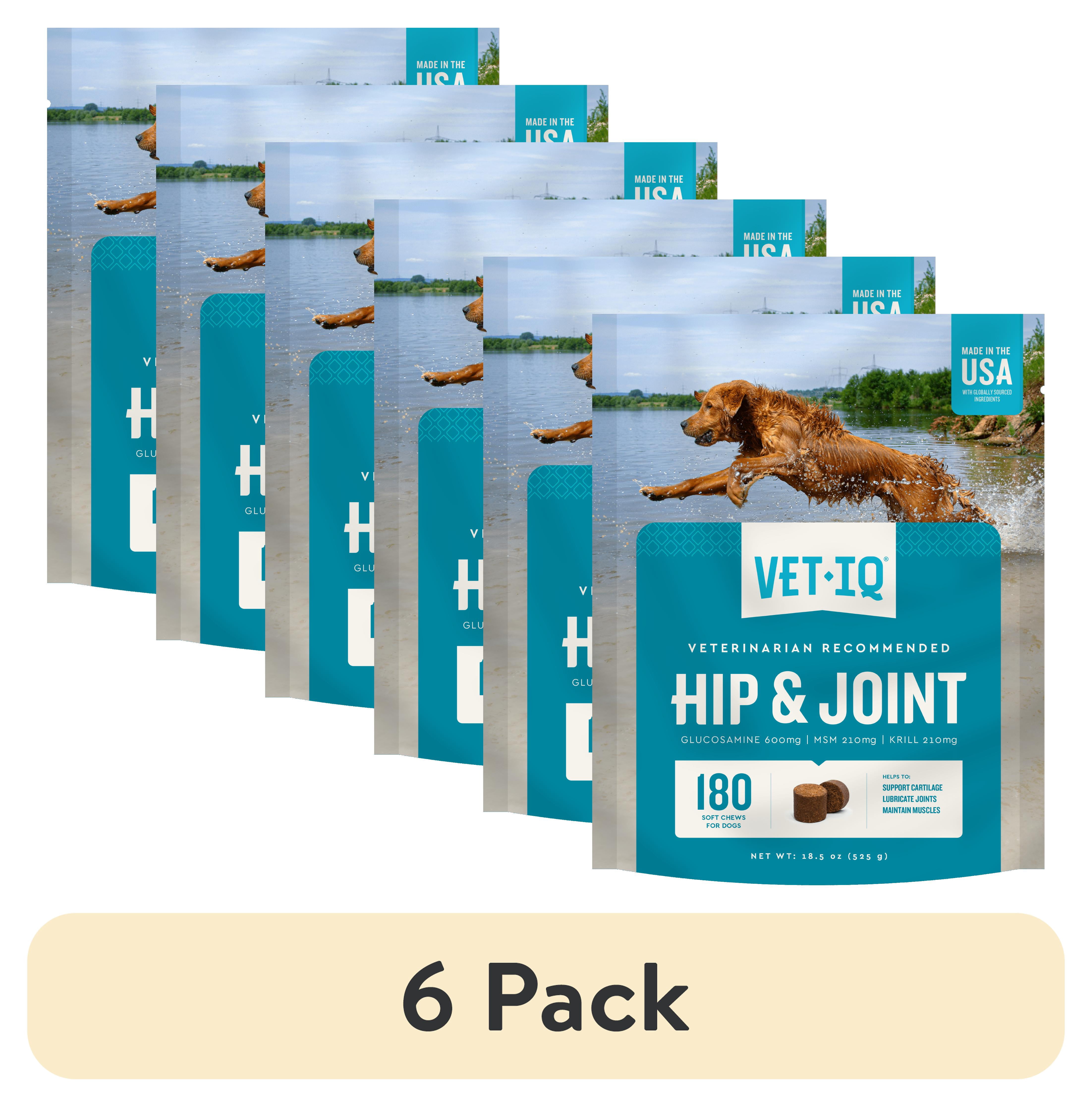 (6 pack) VETIQ Hip & Joint Supplement for Dogs, Chicken Flavored Soft Chews, 22.2 oz, 180 Count