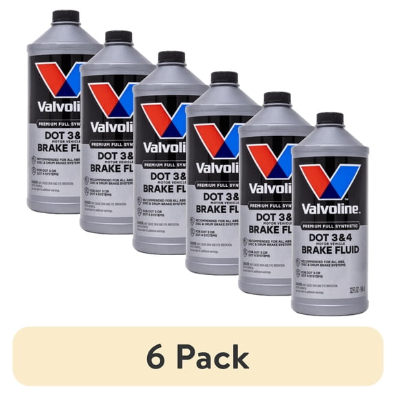 (6 pack) Valvoline 601458 Synthetic DOT 3 & 4 Brake Fluid, 32 fl oz – For Cars, Trucks, ABS, Disc & Drum Brakes