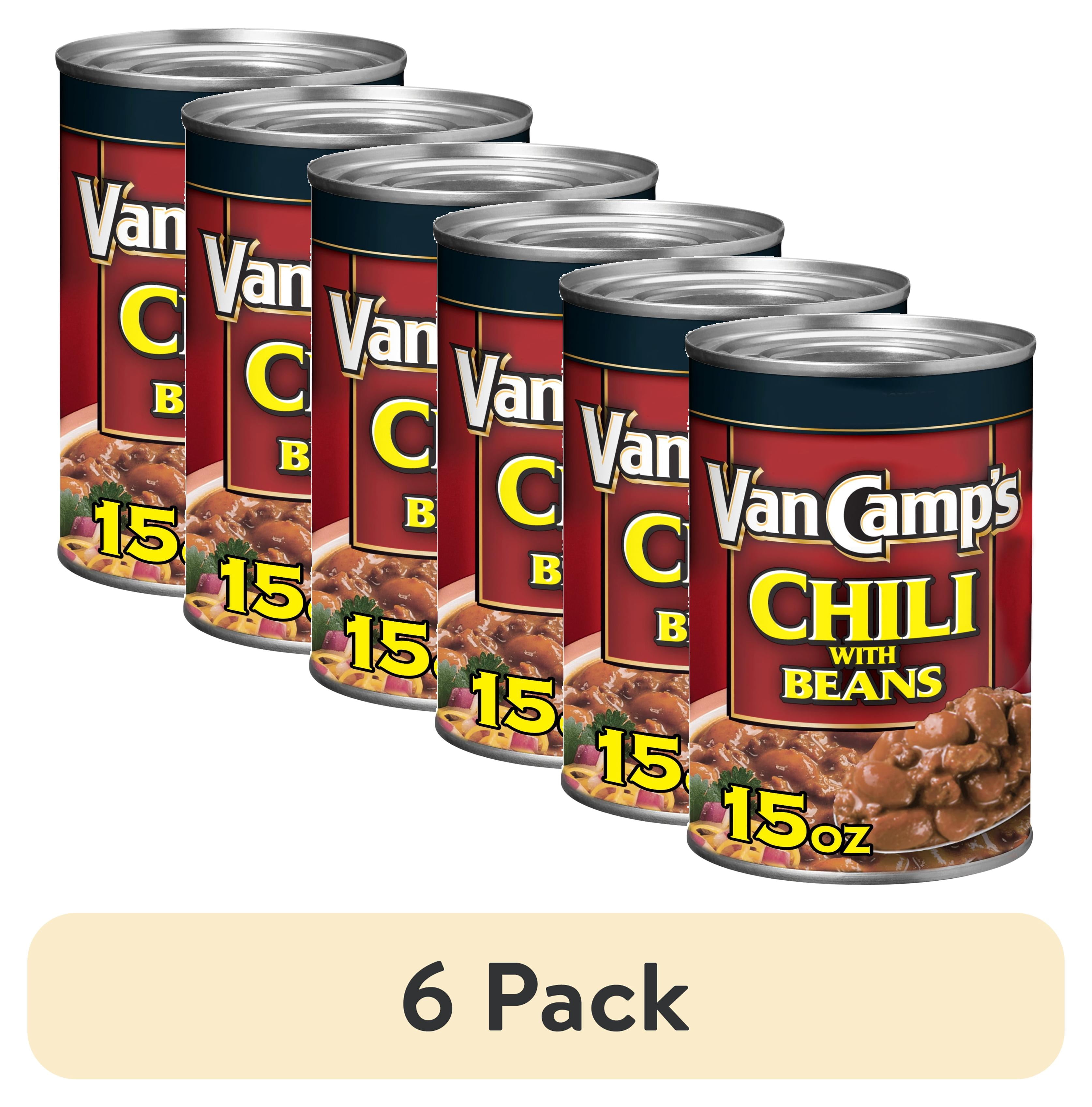 (6 pack) Van Camp's Chili with Beans, 23g Protein Per Serving, Canned Chili,15 oz. Can