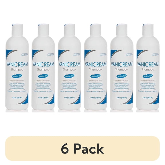 (6 pack) Vanicream Shampoo for Sensitive Skin Dermatologist Tested Free of Dyes Fragrance Parabens and Formaldehyde Releasers Sulfate-Free 12 fl oz (Pack of 1)