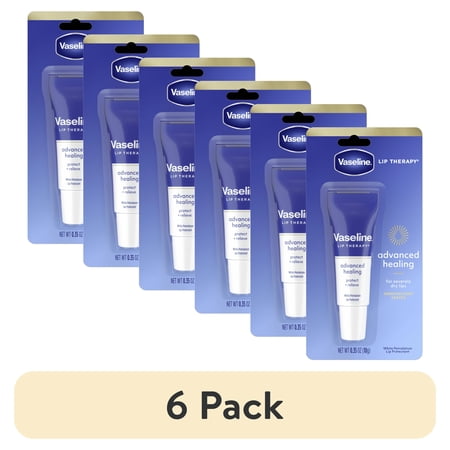 (6 pack) Vaseline Lip Therapy Lip Balm Tube For Healthier Looking Lips Advanced Healing Moisturizer For Dry Lips, 0.35 oz