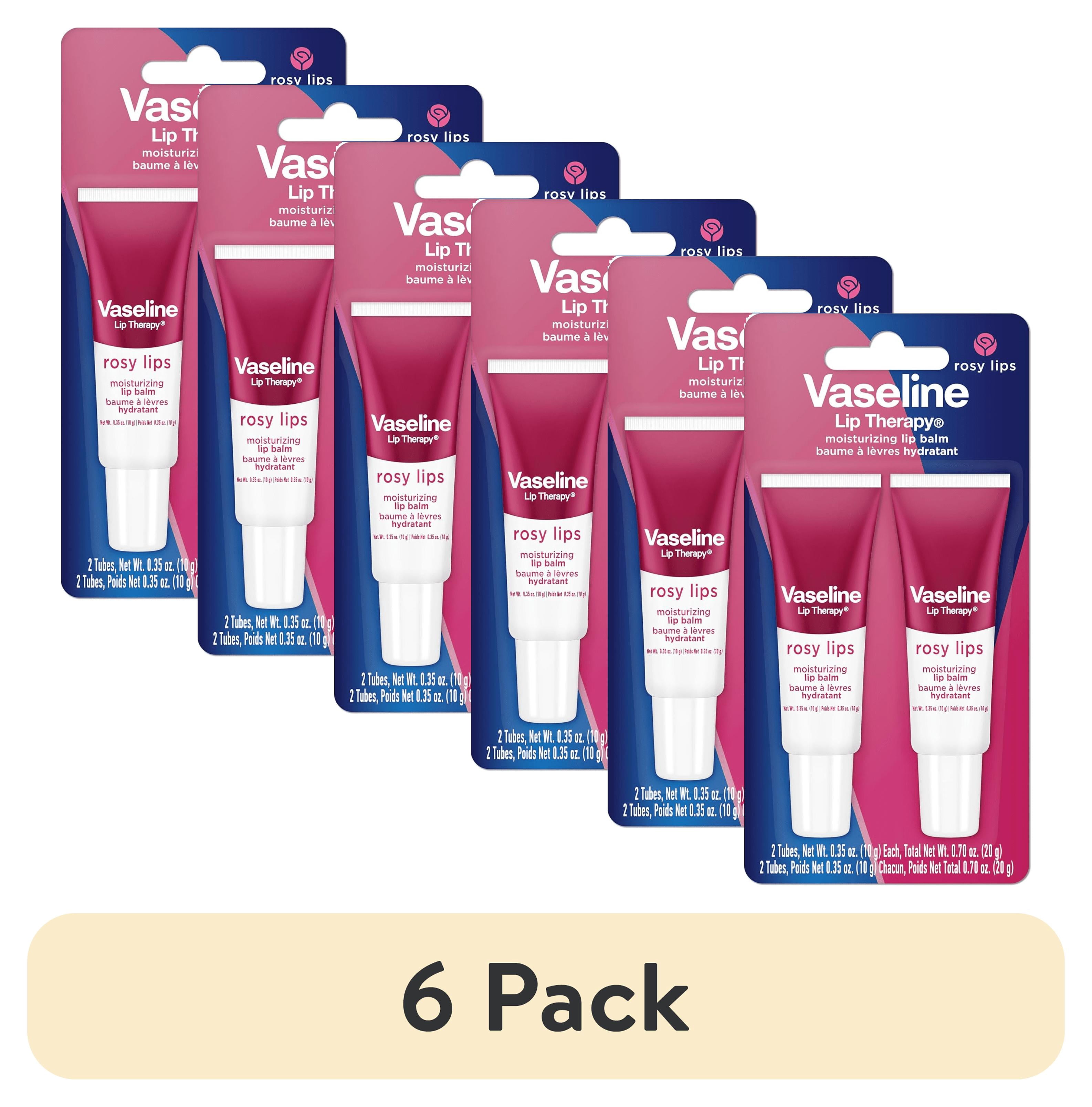 (6 pack) Vaseline Lip Therapy Rosy Lip Balm Twin Pack Moisturizing Care with Petroleum Jelly, 0.35 oz, 2 Count