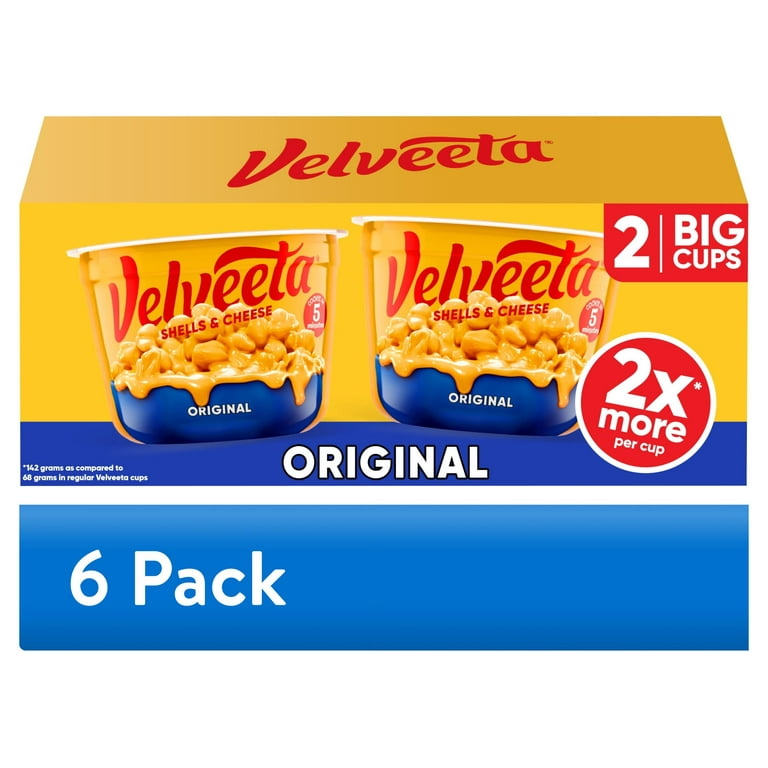 6 pack) Velveeta Shells and Cheese Mac and Cheese, 2 Big Cups, for
