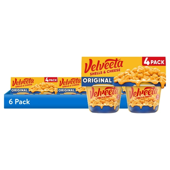 (6 pack) Velveeta Shells and Cheese Mac and Cheese, 4 Cups, for Easy Snack or Dinner Side, Original Flavor, 2.39 oz