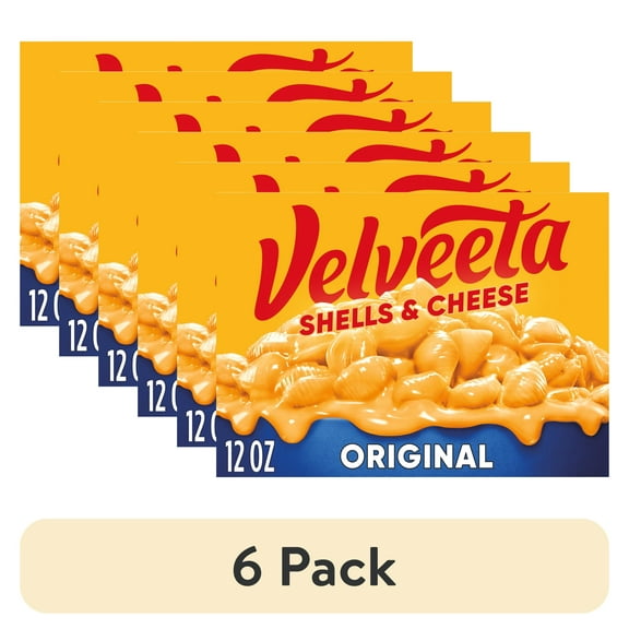 (6 pack) Velveeta Shells and Cheese Mac and Cheese, 1 Box, for Easy Dinner or Dinner Sides, Original Flavor, Made with Real Cheese, 12 oz