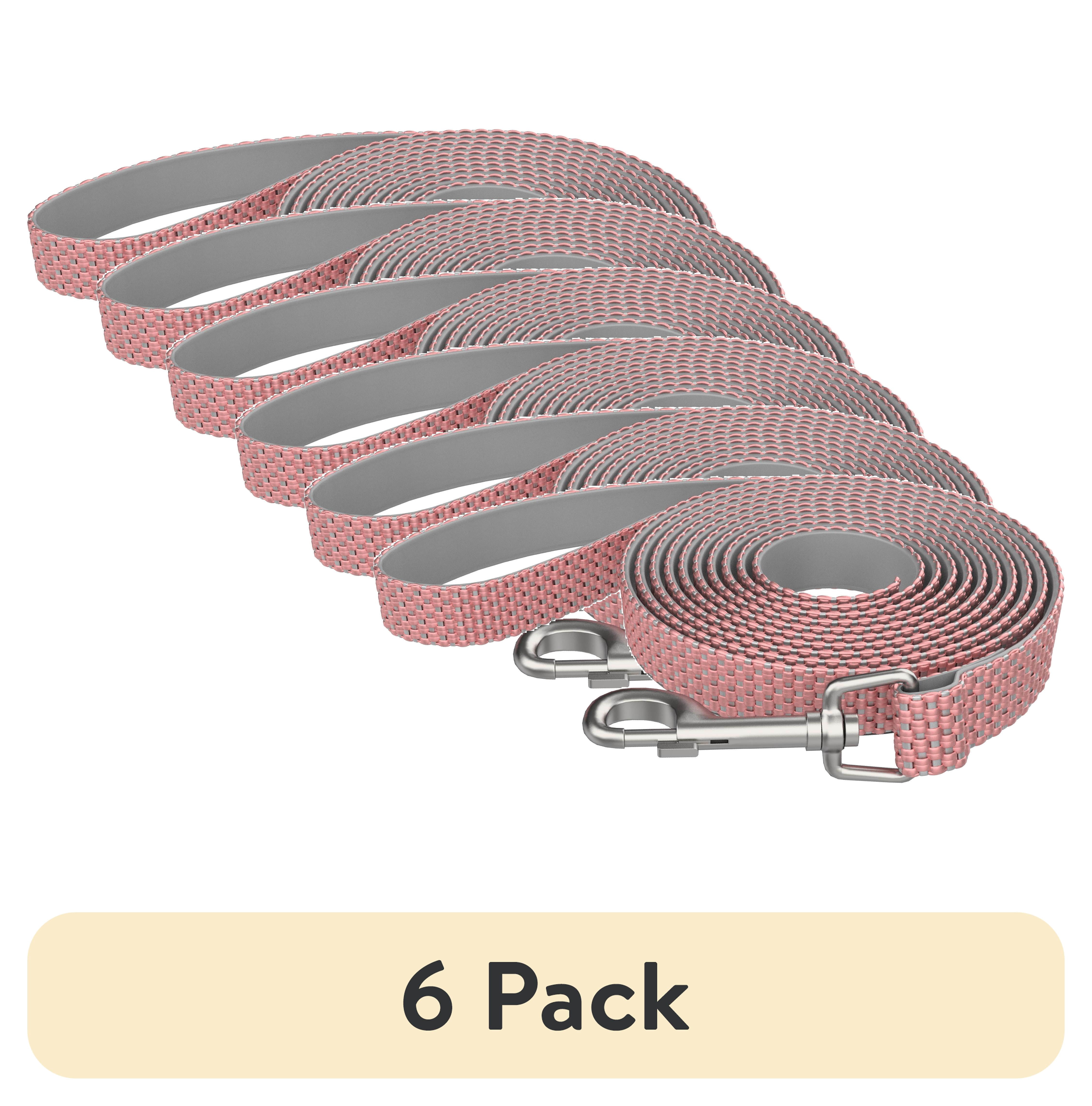 (6 pack) Vibrant Life 5 ft Nylon Anti-Shock Padded Dog Leash, Pink, Medium / Large