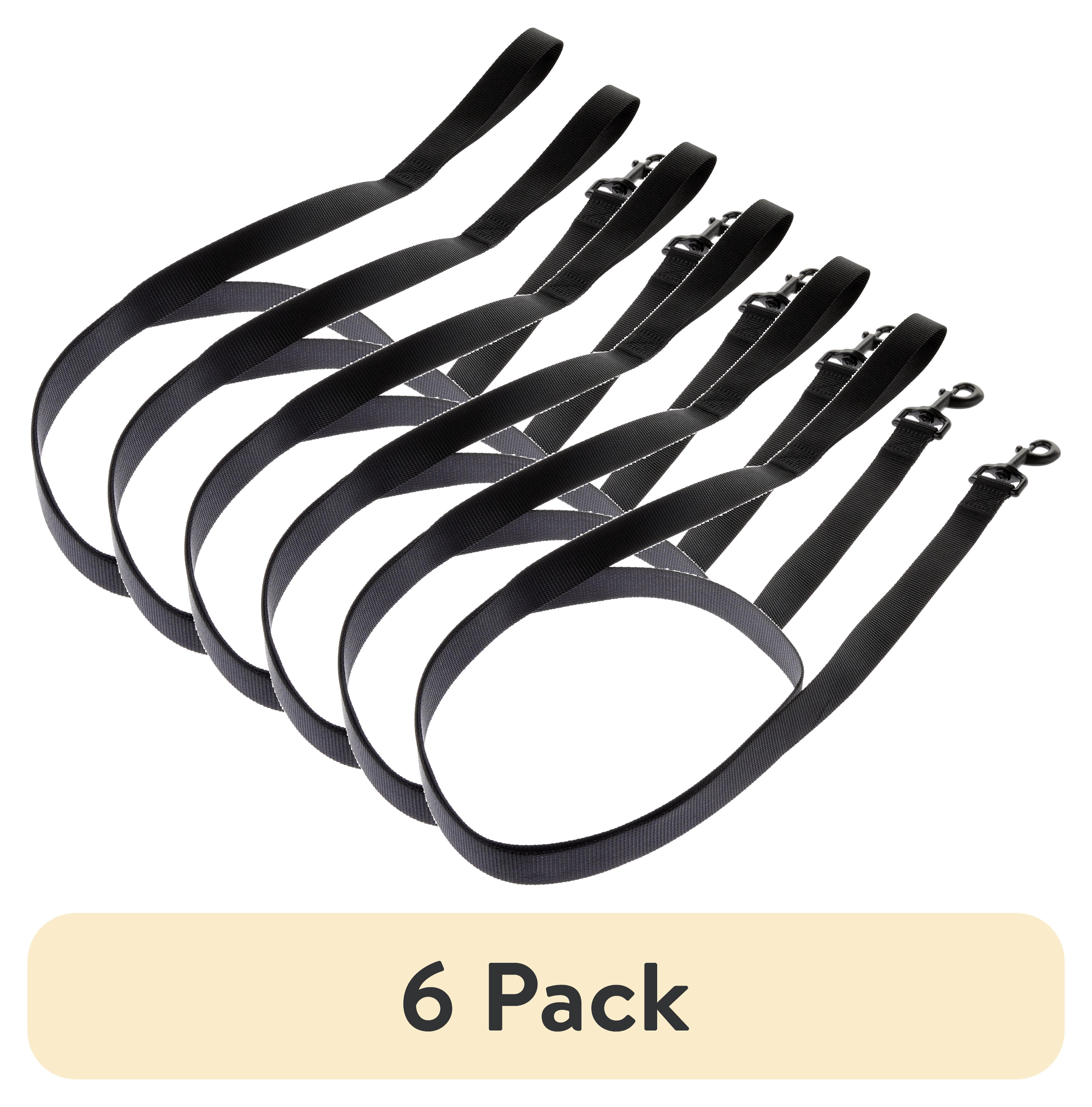 (6 pack) (6 pack) Vibrant Life 6' Solid Polyester Leash, Black, L