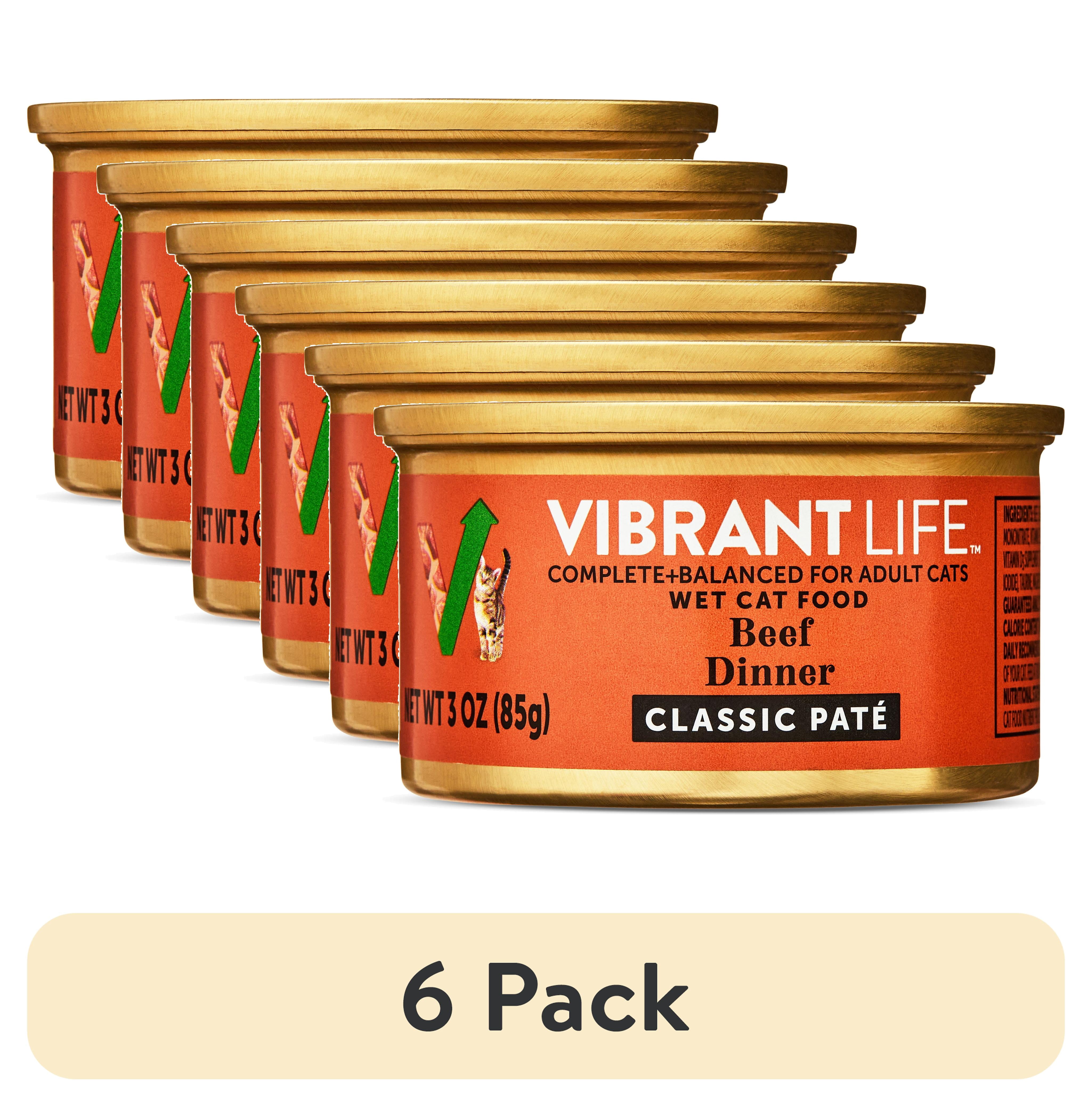 (6 pack) Vibrant Life Beef Dinner Classic Pate Wet Cat Food, Grain-Free, 3 oz Can