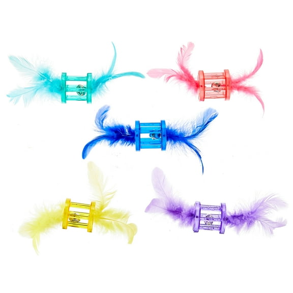 (6 pack) Vibrant Life Feather Rattle Cat Toy, Assorted Colors
