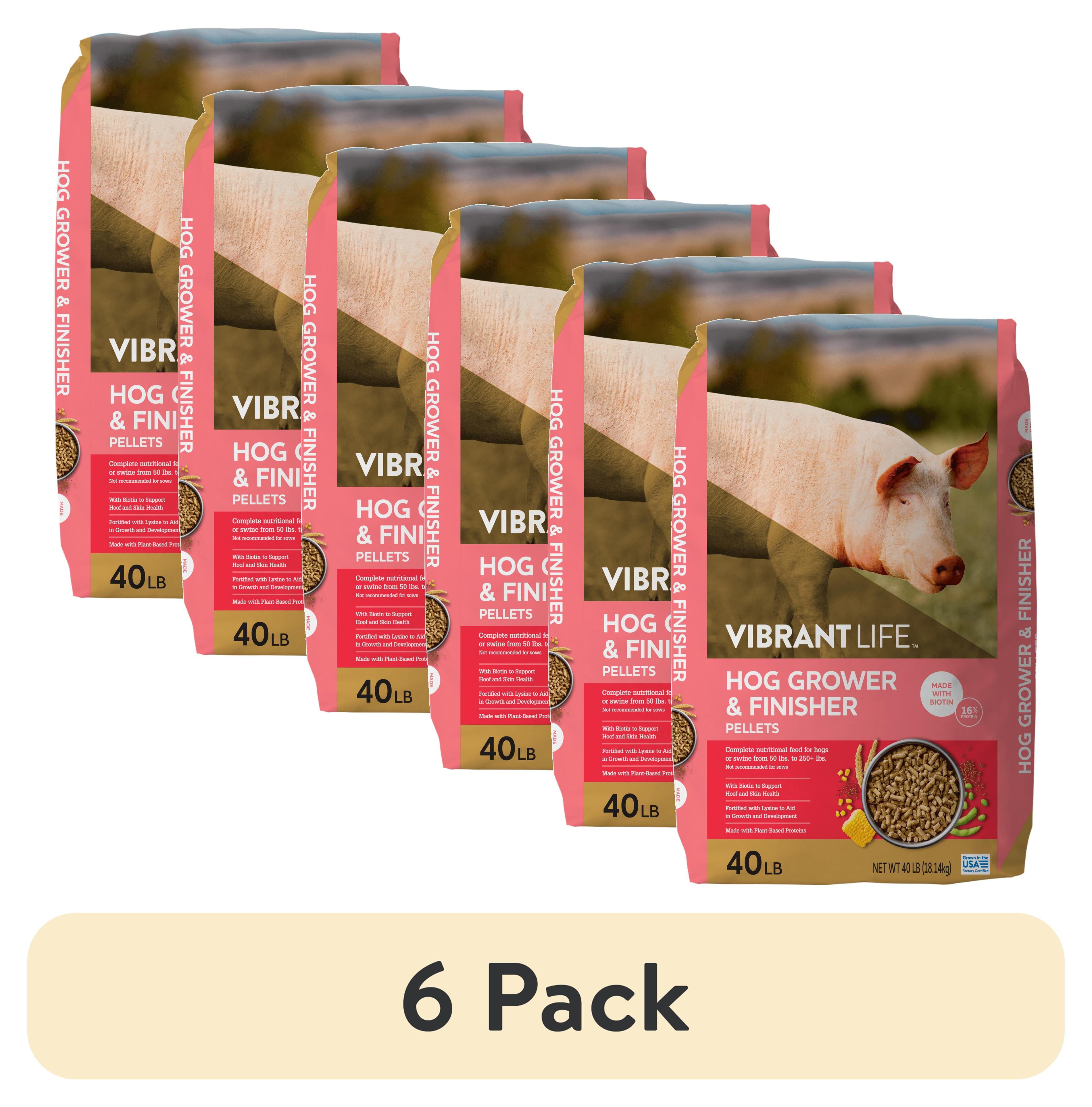 (6 pack) Vibrant Life Hog Grower & Finisher Pellet Feed, 40 lb Bag