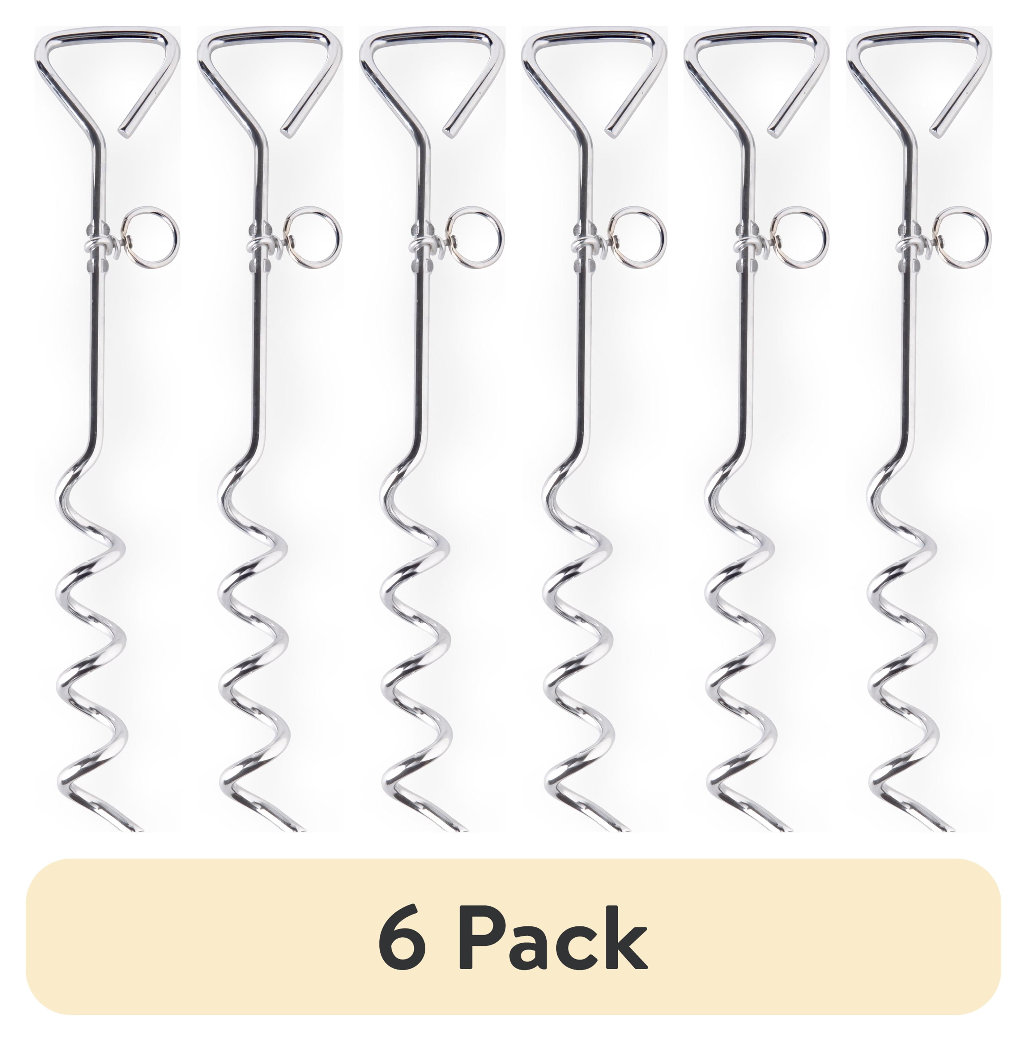 (6 pack) Vibrant Life Medium Spiral Steel Stake for Dogs, M, 18"