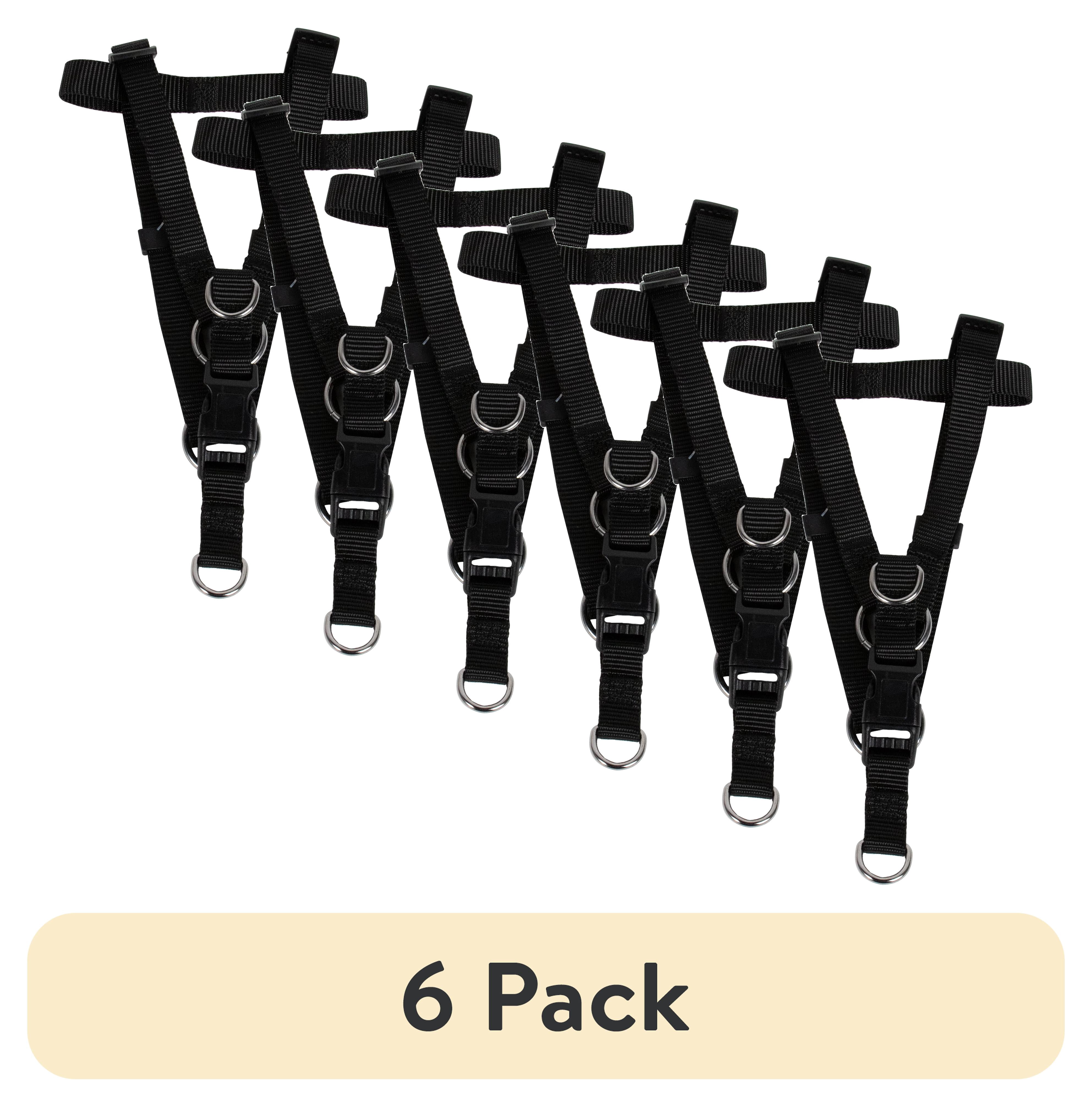 (6 pack) (6 pack) Vibrant Life Nylon Adjustable Step-In Dog Harness, Black, M