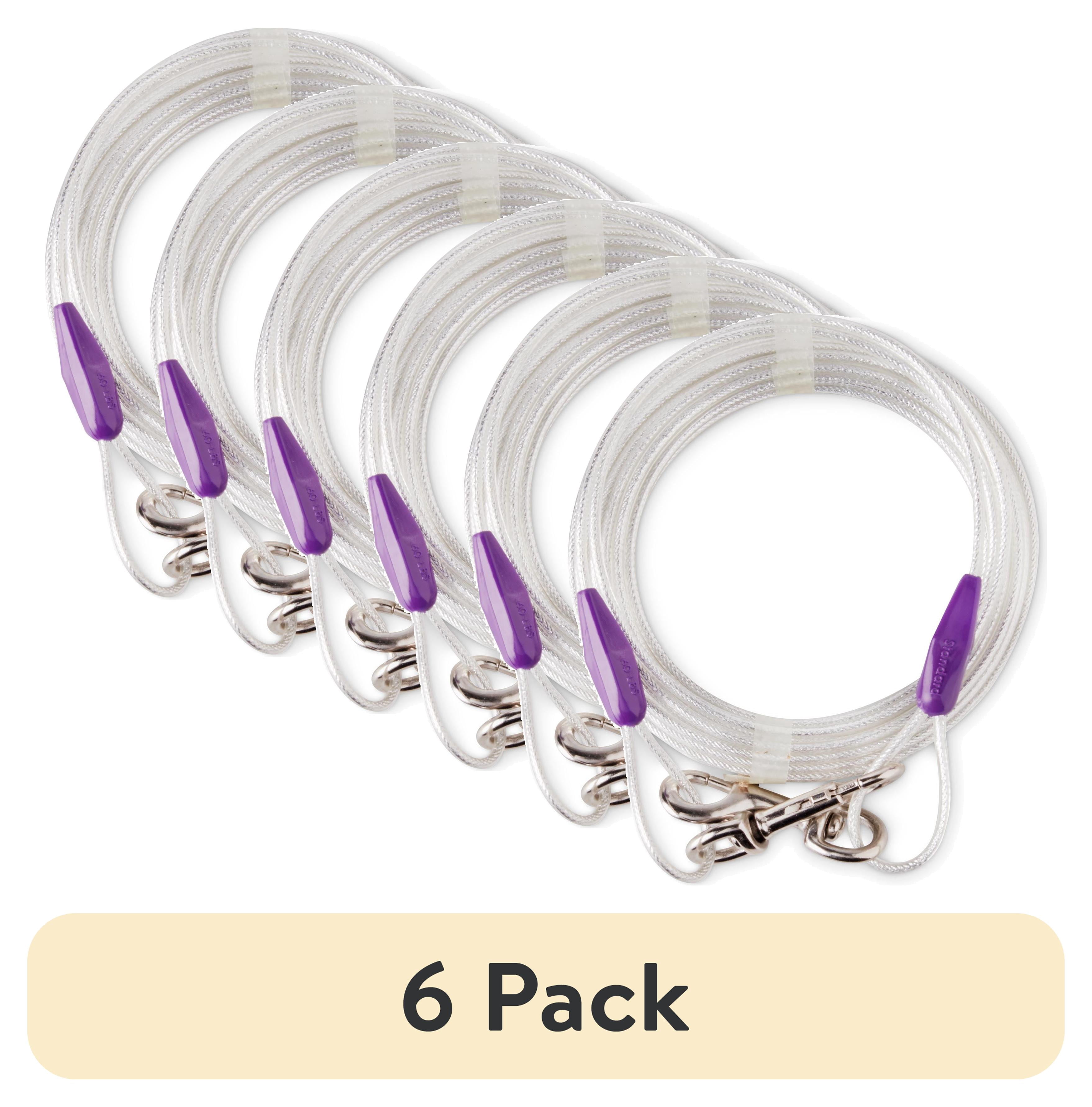 (6 pack) Vibrant Life Reflective Vinyl-Covered Tie-Out Cable for Dogs, M, 25'