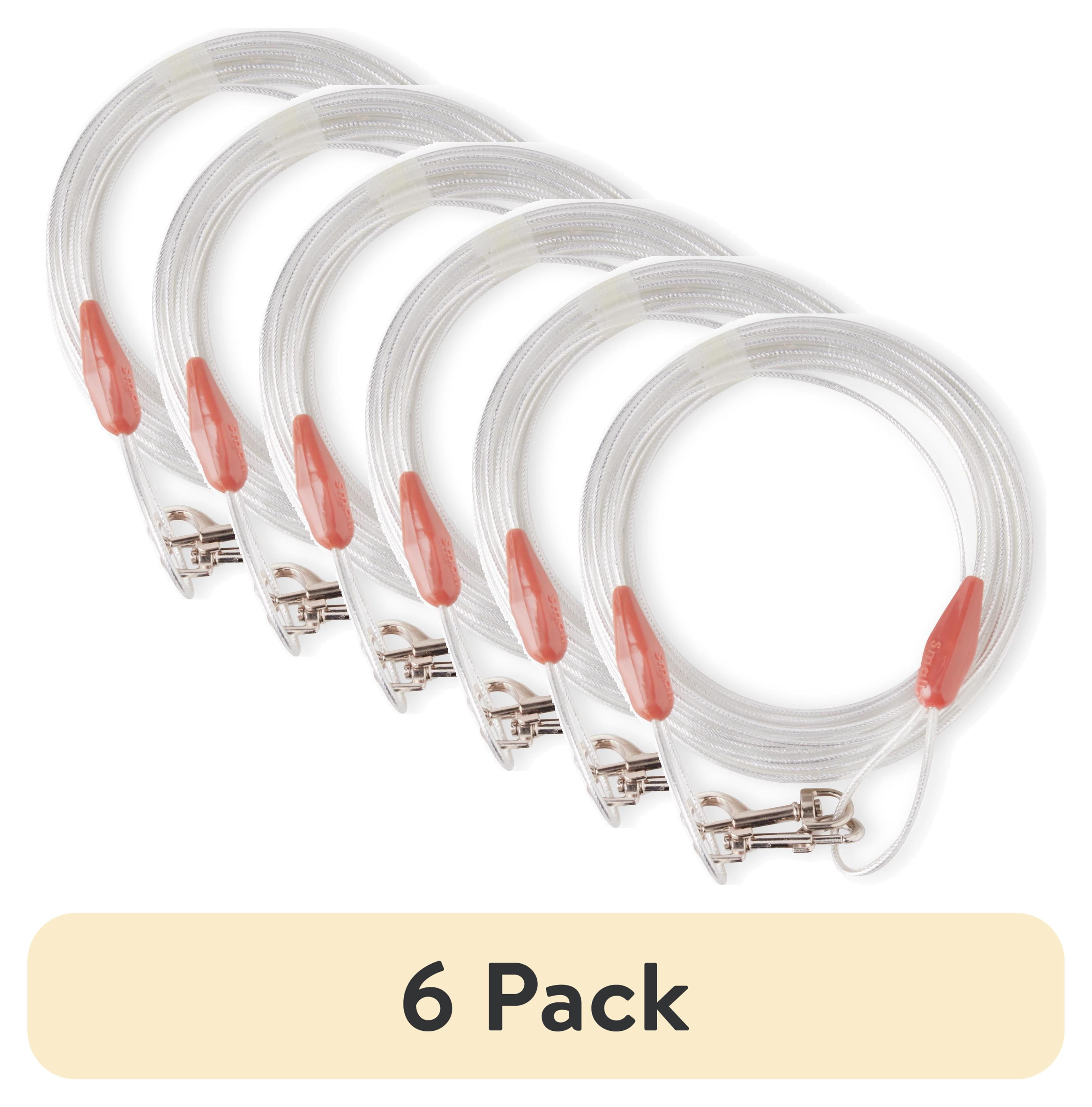 (6 pack) Vibrant Life Reflective Vinyl-Covered Tie-Out Cable for Dogs, S, 25'