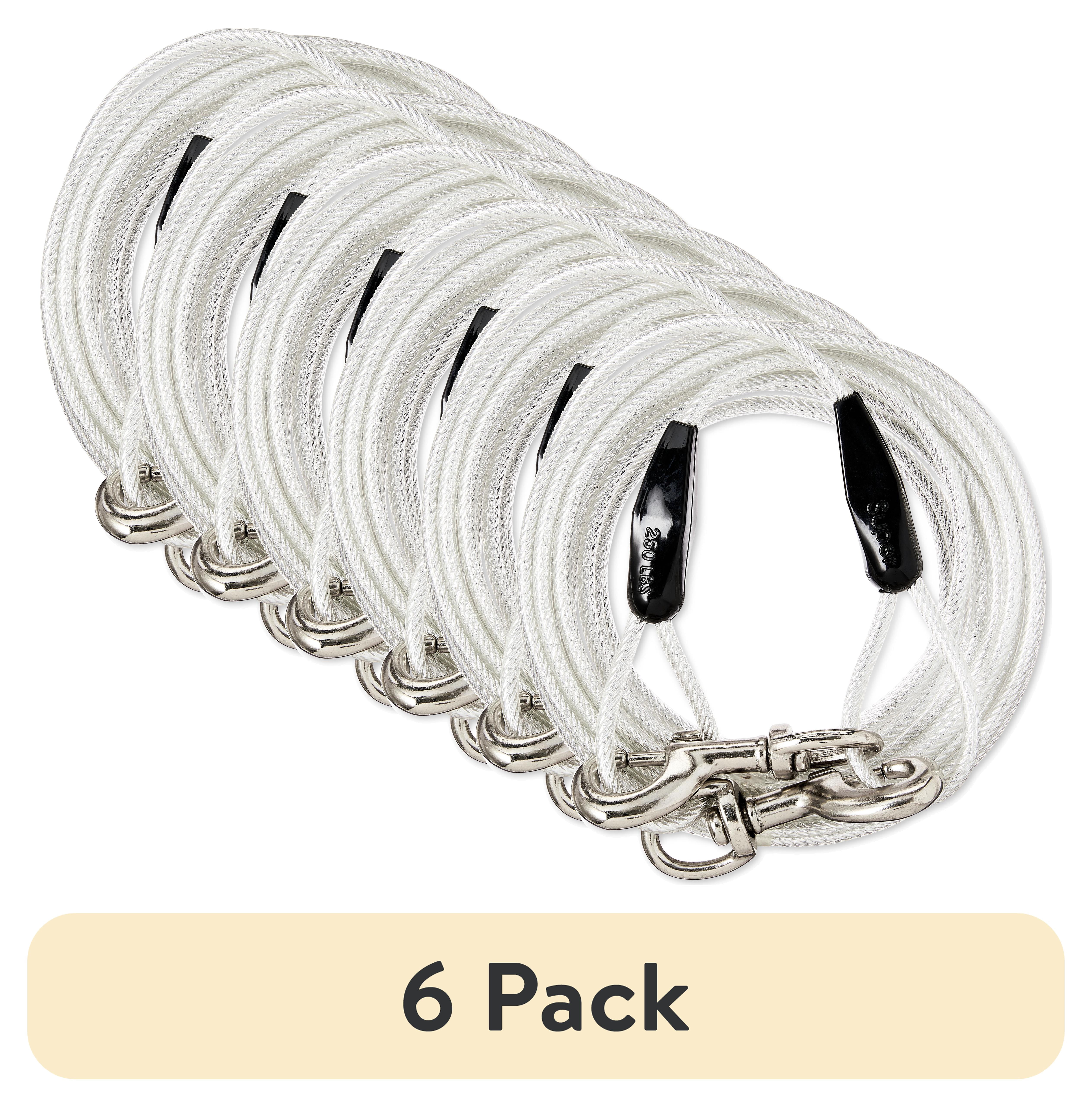 (6 pack) Vibrant Life Reflective Vinyl-Covered Tie-Out Cable for Dogs, Super, 25'