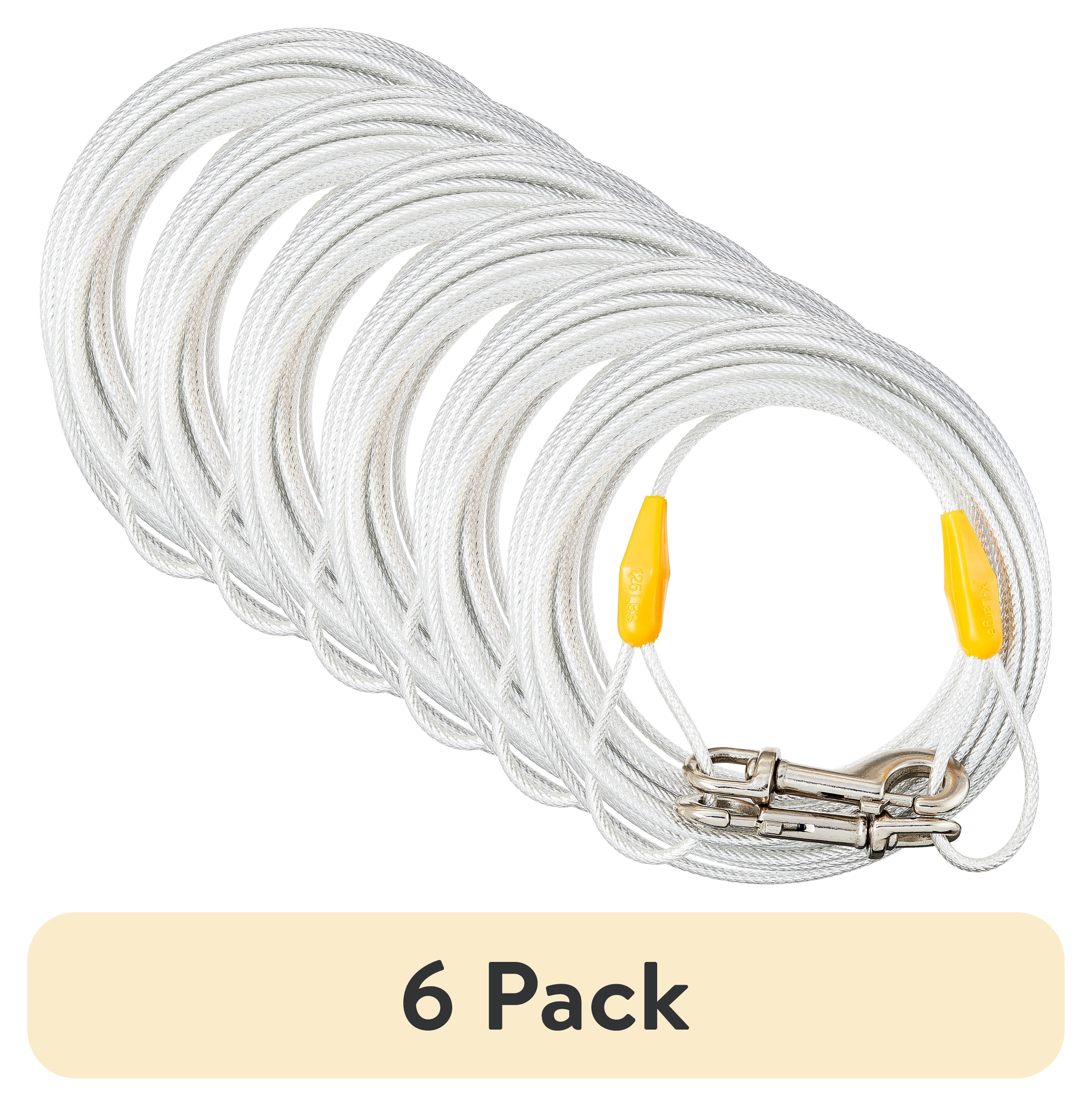 (6 pack) Vibrant Life Reflective Vinyl-Covered Tie-Out Cable for Dogs, XL, 40'