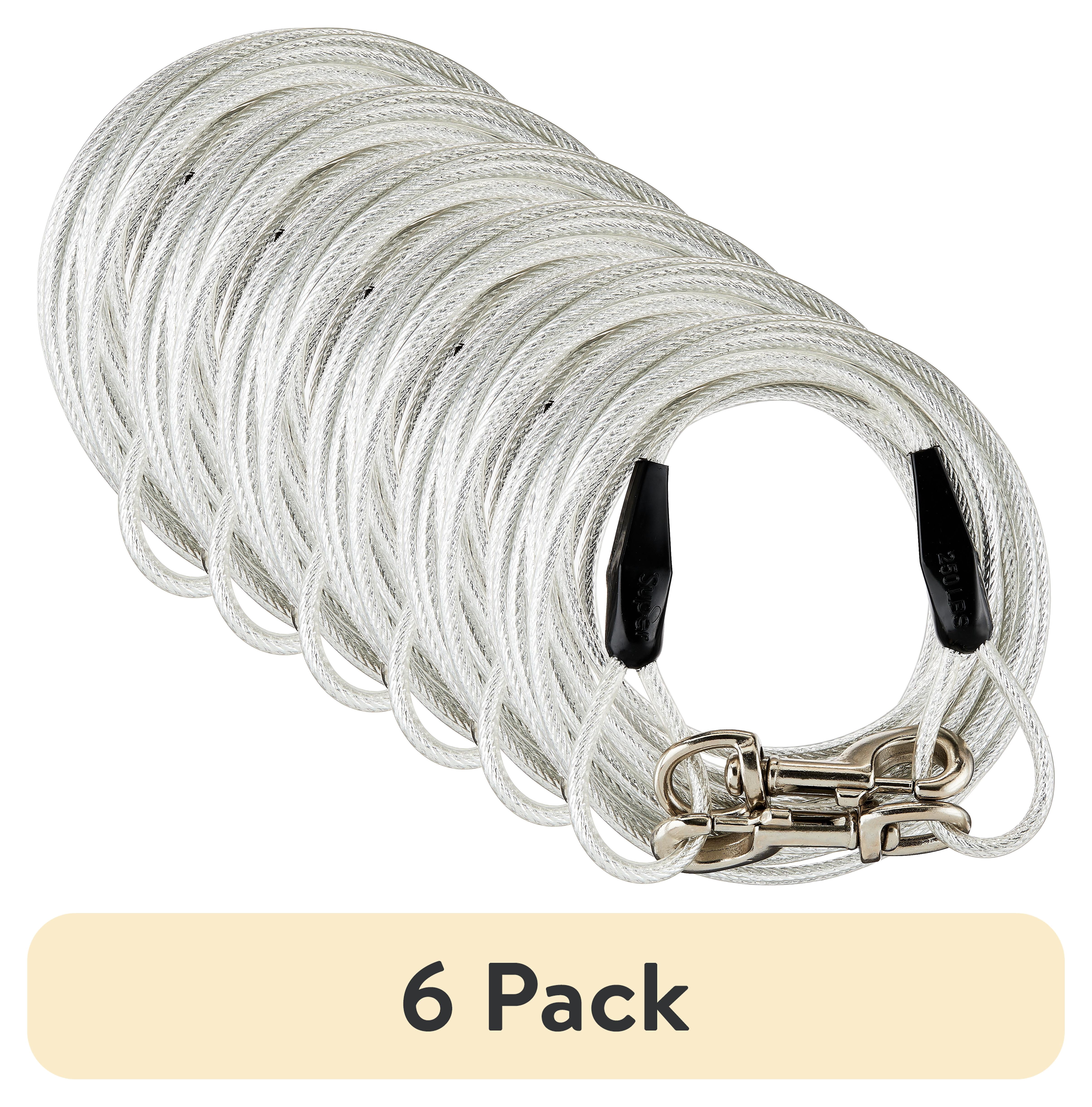 (6 pack) Vibrant Life Reflective Vinyl-Covered Tie-Out for Dogs, Super, 40'