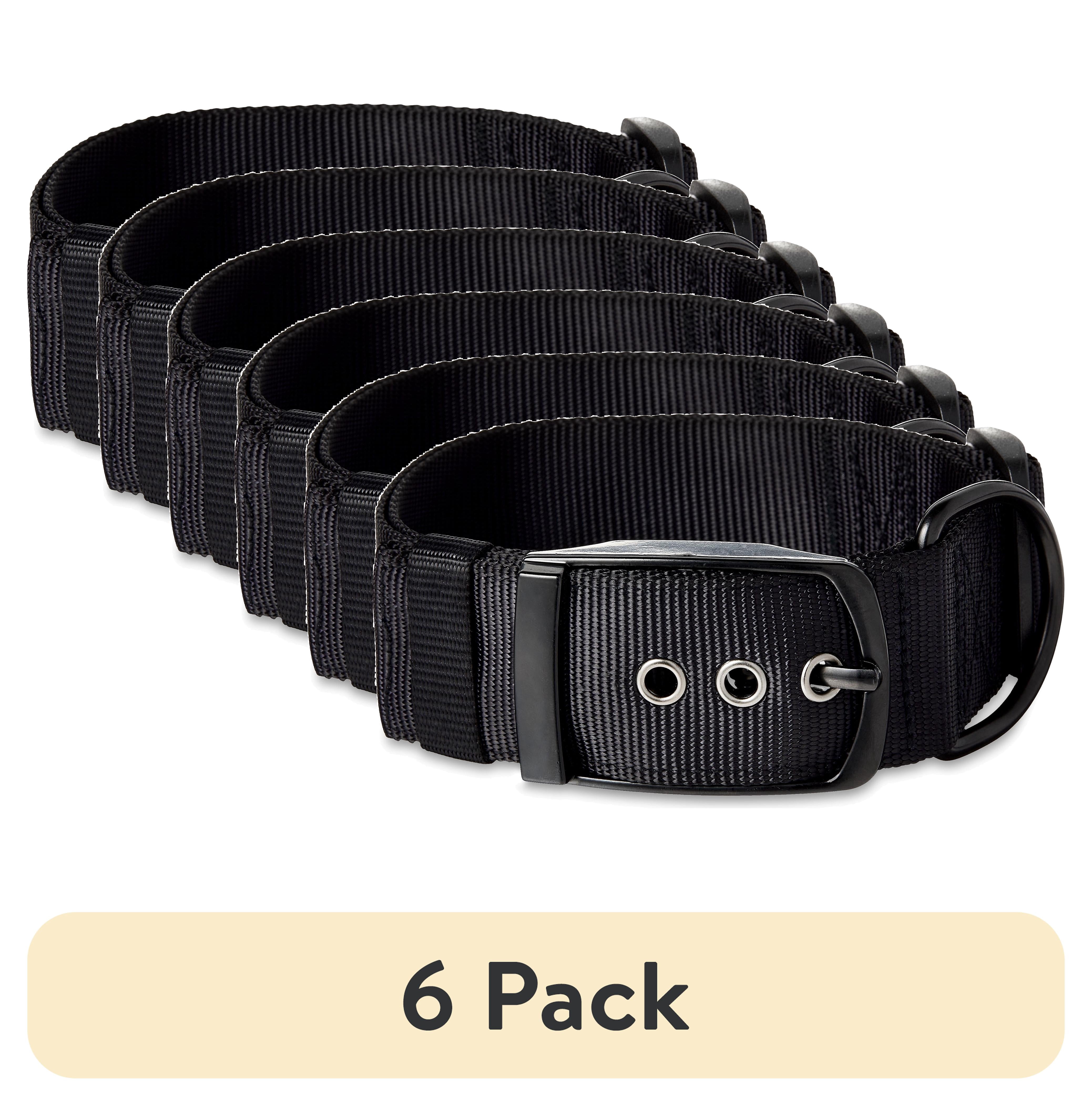 (6 pack) Vibrant Life Solid Polyester Adjustable Dog Collar, Black, XL