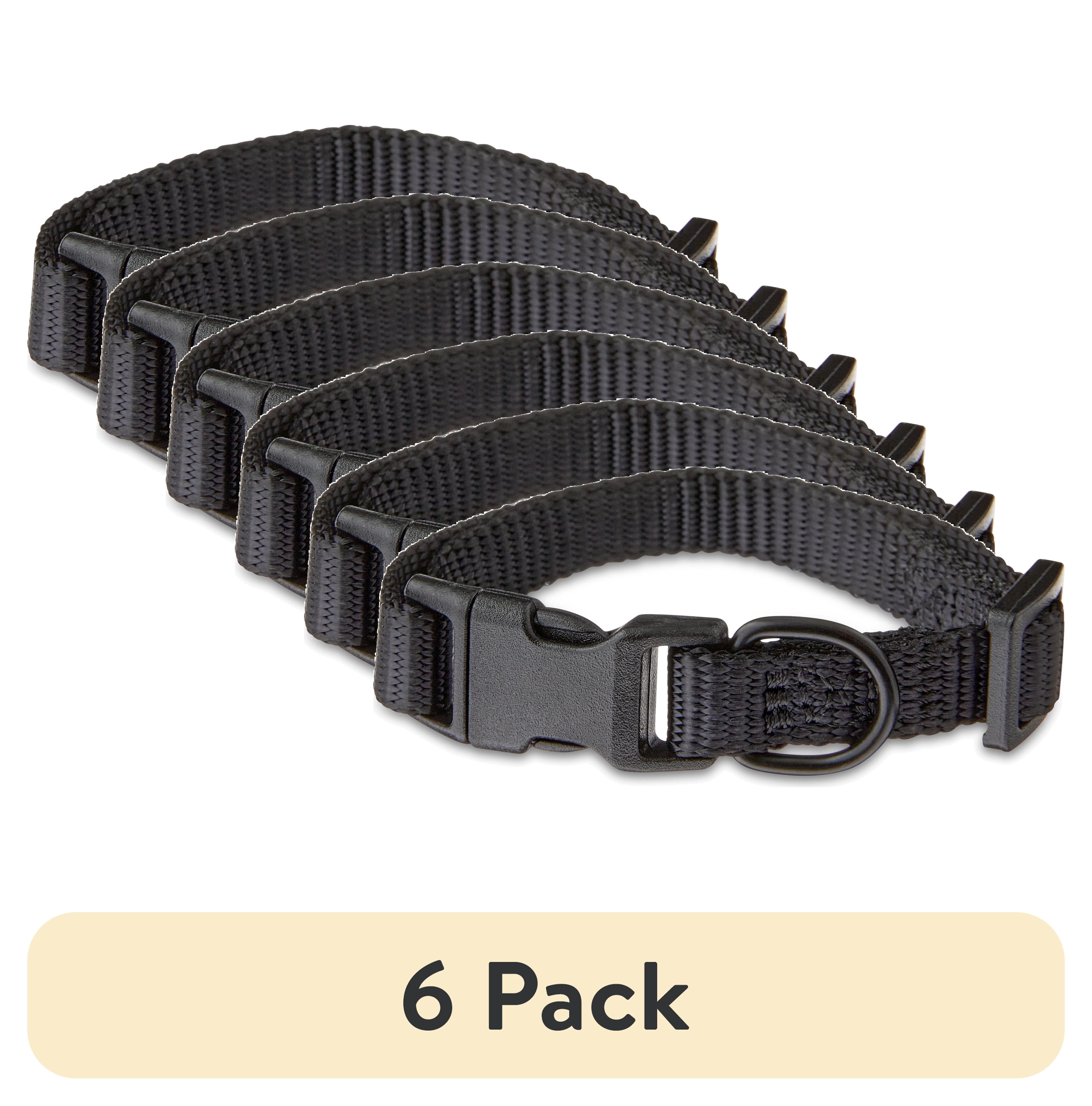 (6 pack) Vibrant Life Solid Polyester Adjustable Dog Collar, Black, XS