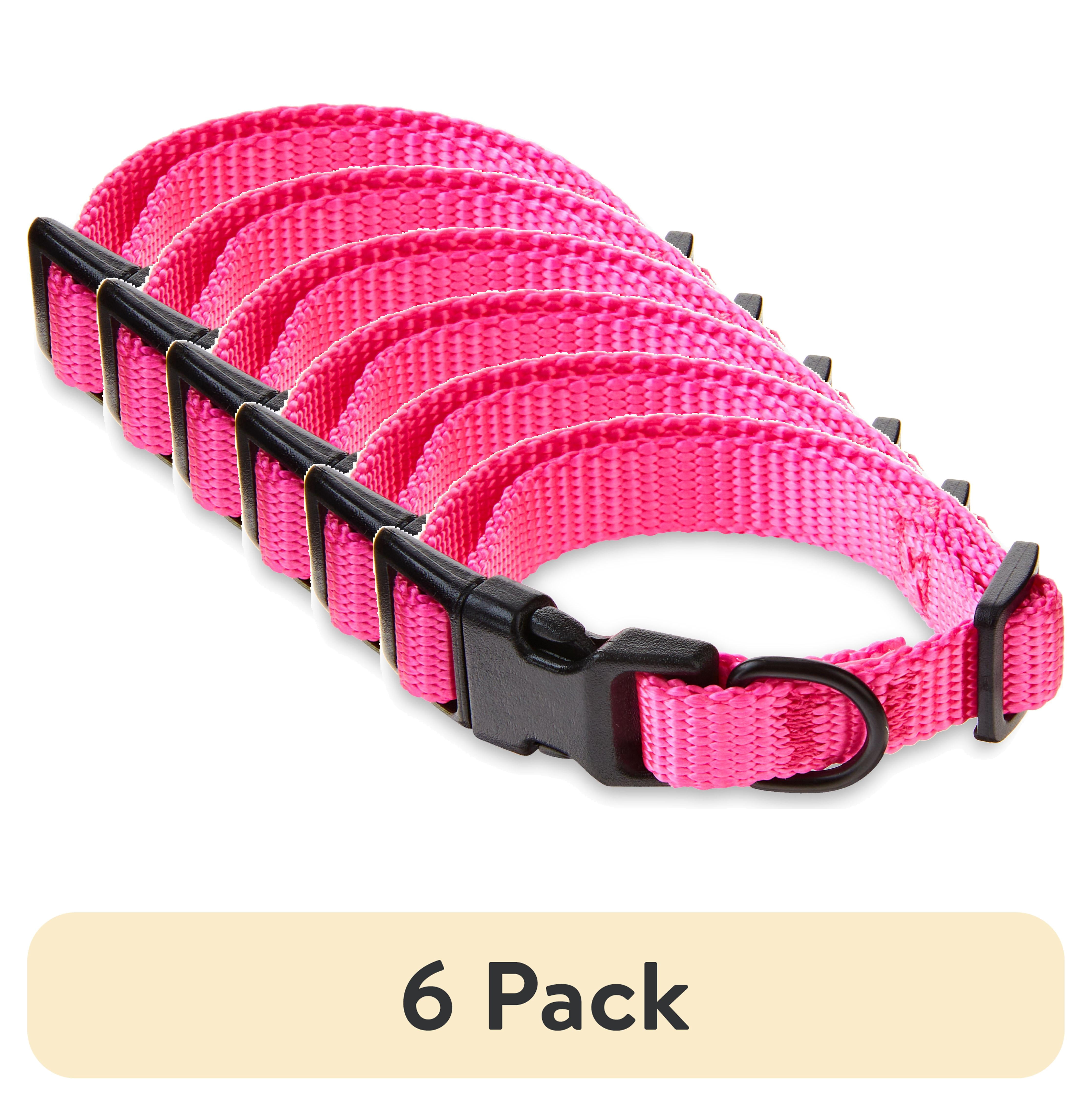 (6 pack) Vibrant Life Solid Polyester Adjustable Dog Collar, Pink, XS