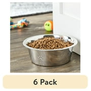 (6 pack) Vibrant Life Stainless Steel Paw Embossed Dog Bowl, Xtra Small