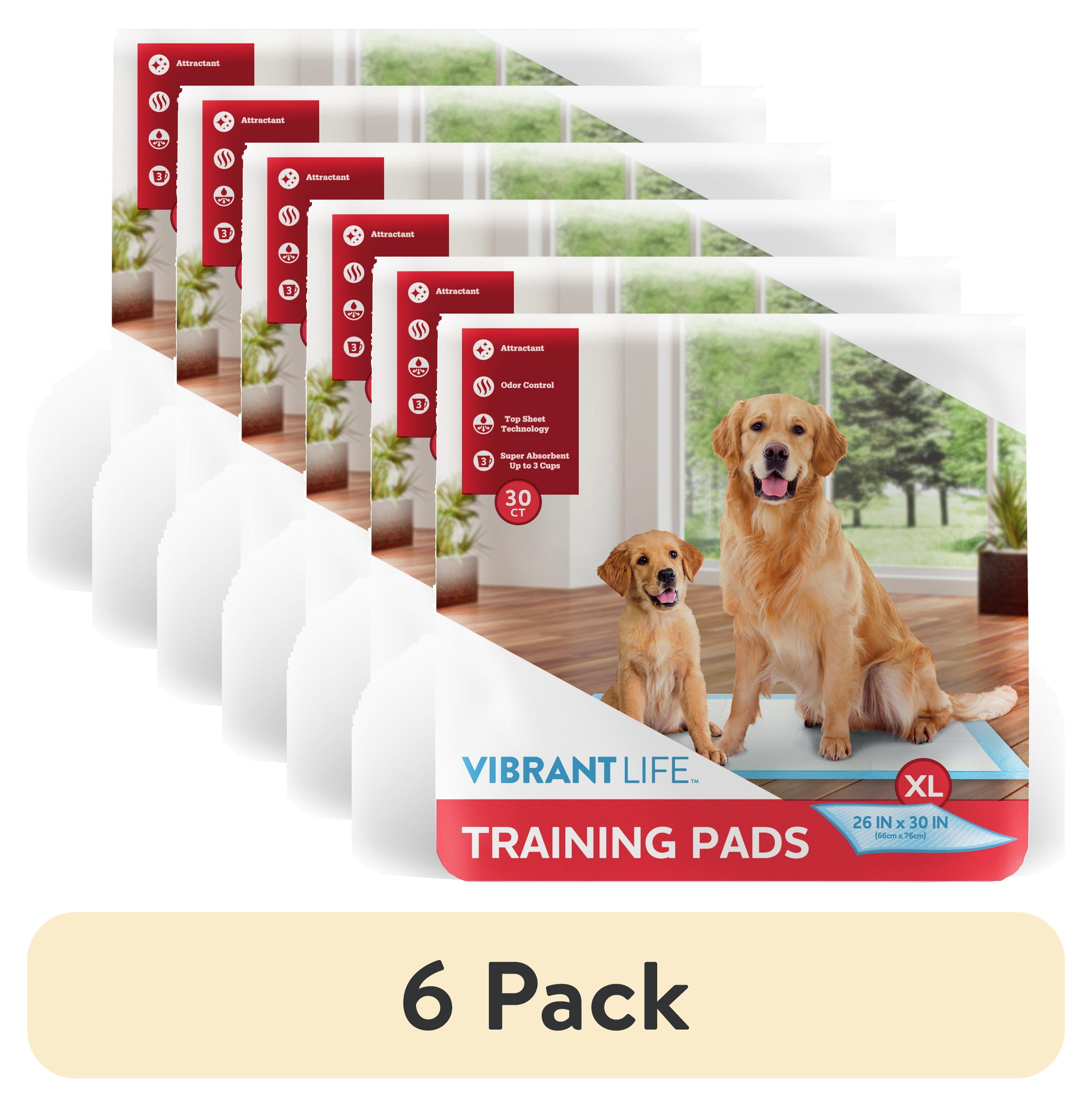 (6 pack) Vibrant Life, Puppy Pads Extra Large 5-Layer Leakproof Pet Training Pads 7.36 in x 7.56 in 30 Count (1 Pack)