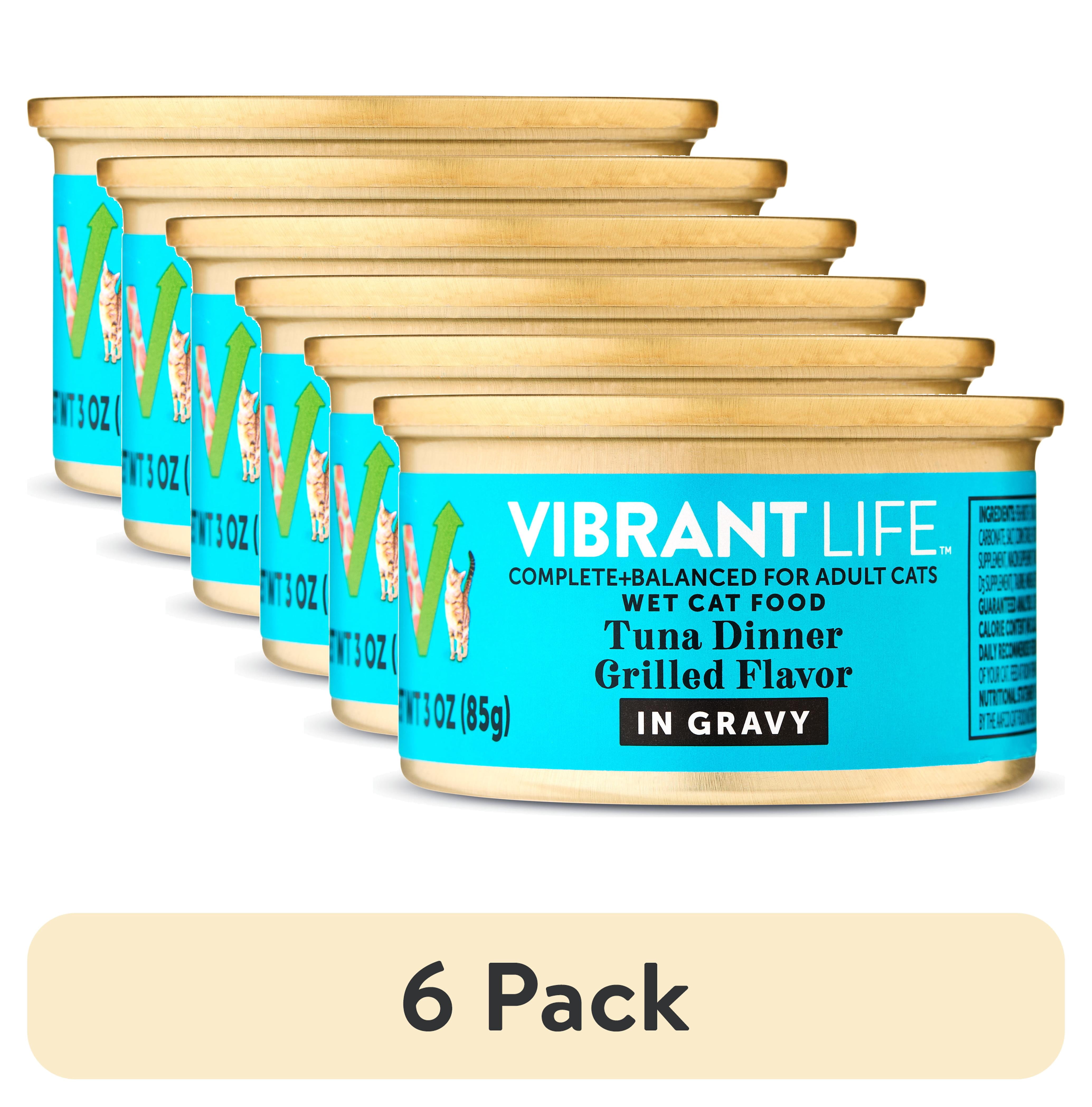 (6 pack) Vibrant Life Tuna Dinner Grilled Cuts in Gravy Wet Cat Food, 3 oz Can