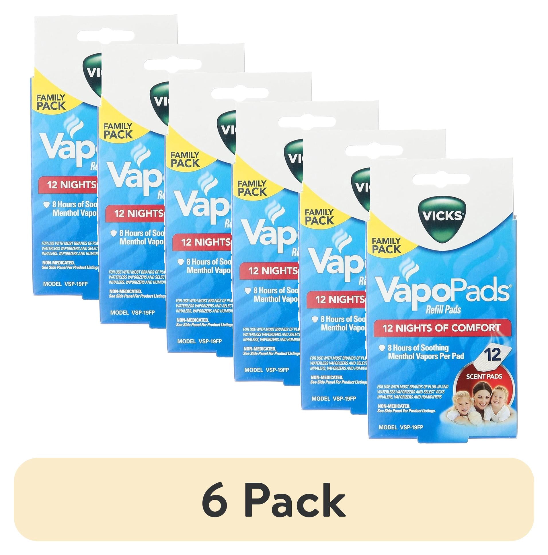 (6 pack) Vicks Vapo Pads Soothing Menthol, Sinus or Allergy Relief, 12 Pack, VSP19FP
