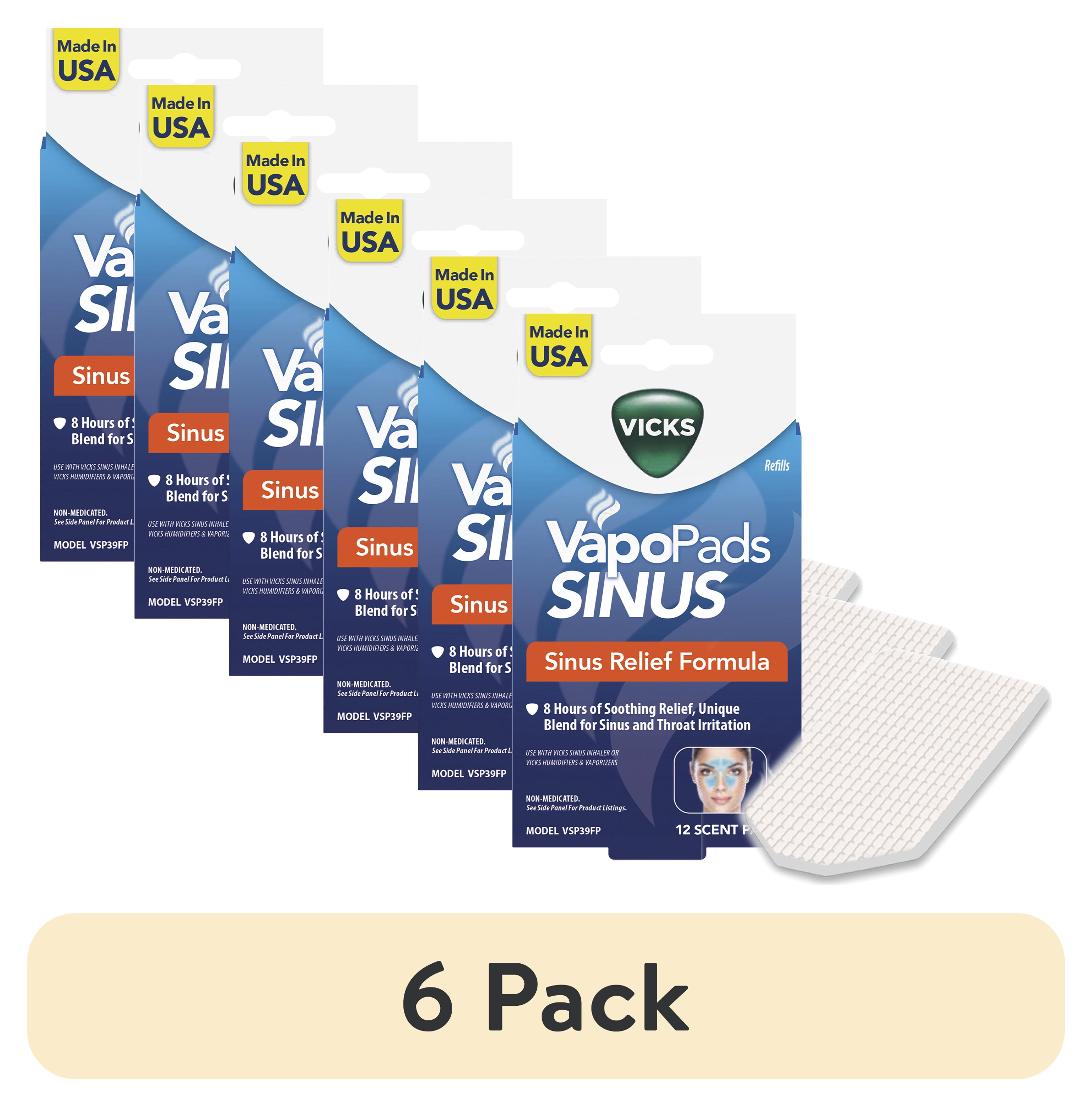 (6 pack) Vicks VapoPads Sinus and Throat Relief Scent Pads, 12-Pack, VSP39FP