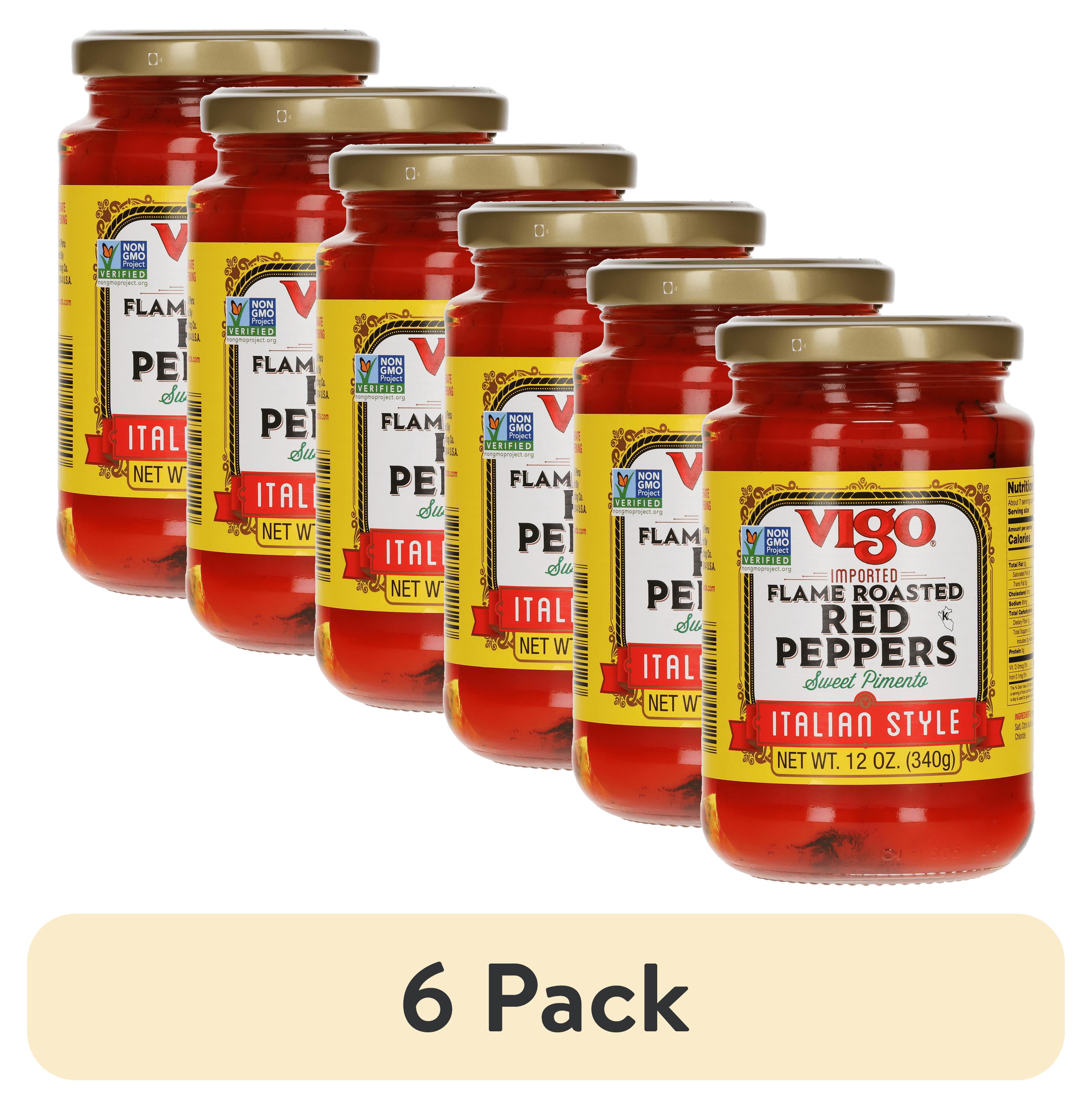 (6 pack) Vigo Foods Flame Roasted Red Peppers, 12 oz, Allergens Not Contained