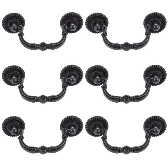 6 pack Vintage Cabinet Pulls Black Zinc Alloy Pull Handles ,Traditional Drawer Cabinet Handle,Bedroom Bathroom Washroom Kitchen Hardware