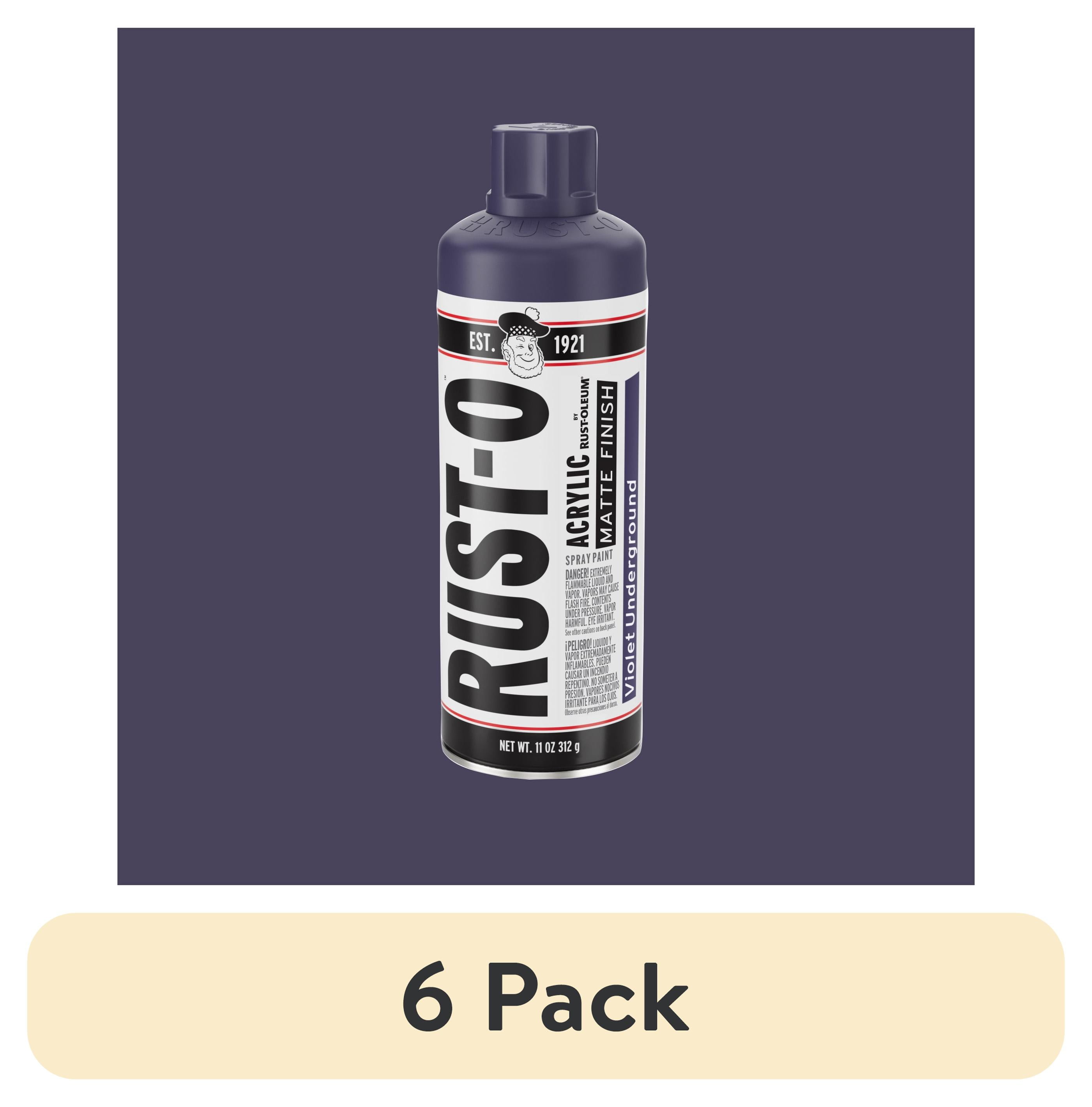(6 pack) Violet Underground, Rust-Oleum Rust-O Acrylic Matte Spray Paint-392219, 11 oz