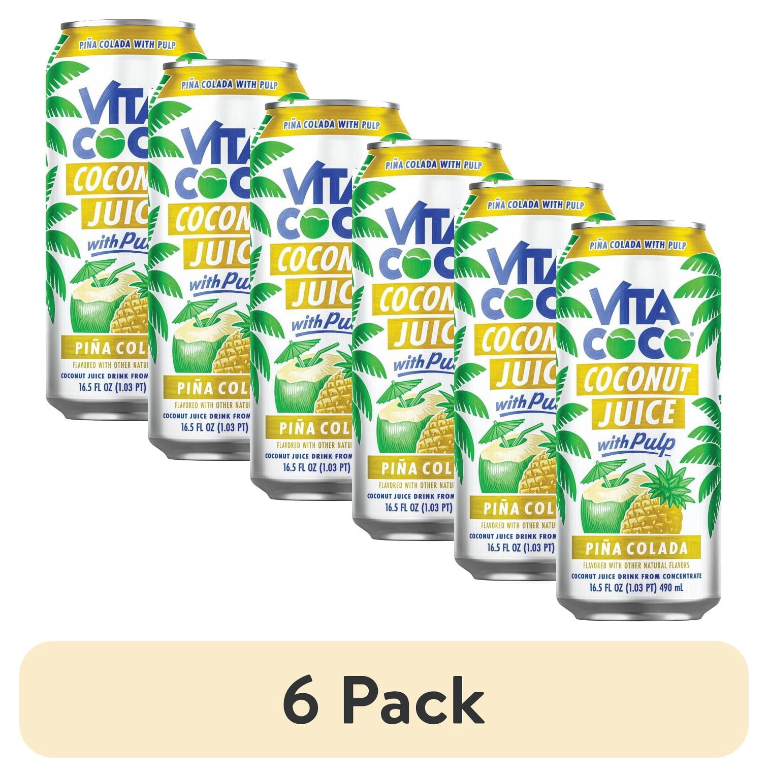 (6 pack) Vita Coco Coconut Juice, Pina Colada with Pulp, 16.5oz