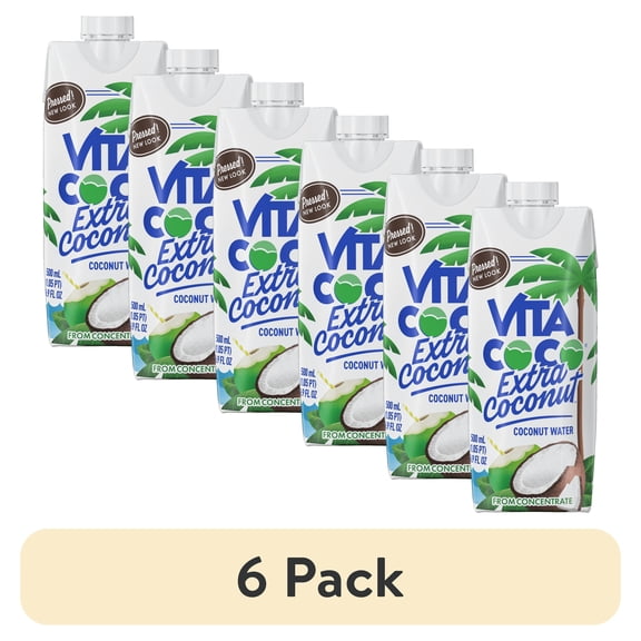 (6 pack) Vita Coco Extra Coconut Coconut Water, 16.9 fl oz