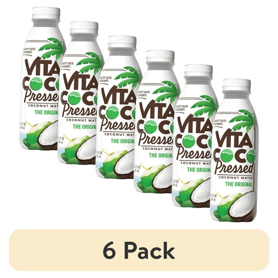 (6 pack) Vita Coco Pressed Coconut Water, Nutrient & Electrolyte Rich, Original, 16.9 fl oz