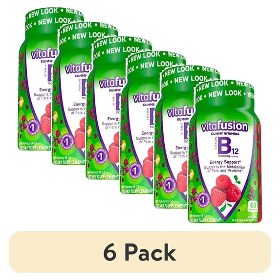 (6 pack) Vitafusion B12 Gummy Vitamins, Delicious Raspberry Flavor, 60ct (30 Day Supply)