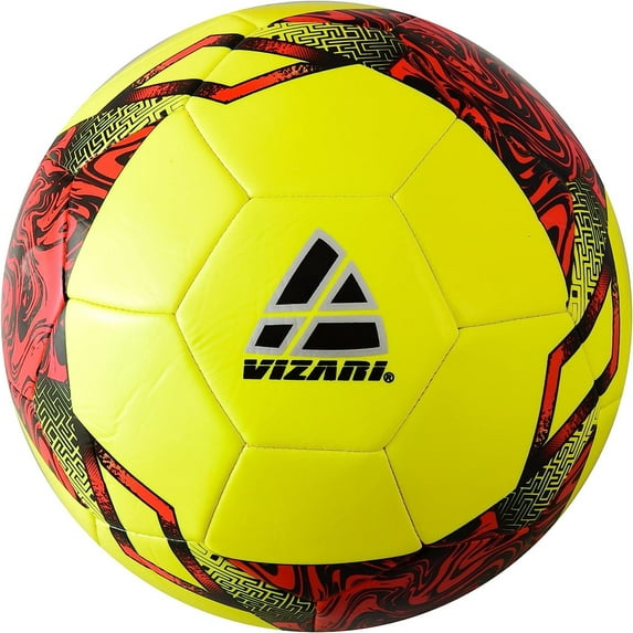 (6 pack) Vizari Toledo Soccer Ball | Sizes 3, 4, 5 | Durable TPU | Perfect for Training & Matches | Indoor & Outdoor Play - NEON YELLOW/RED, 3