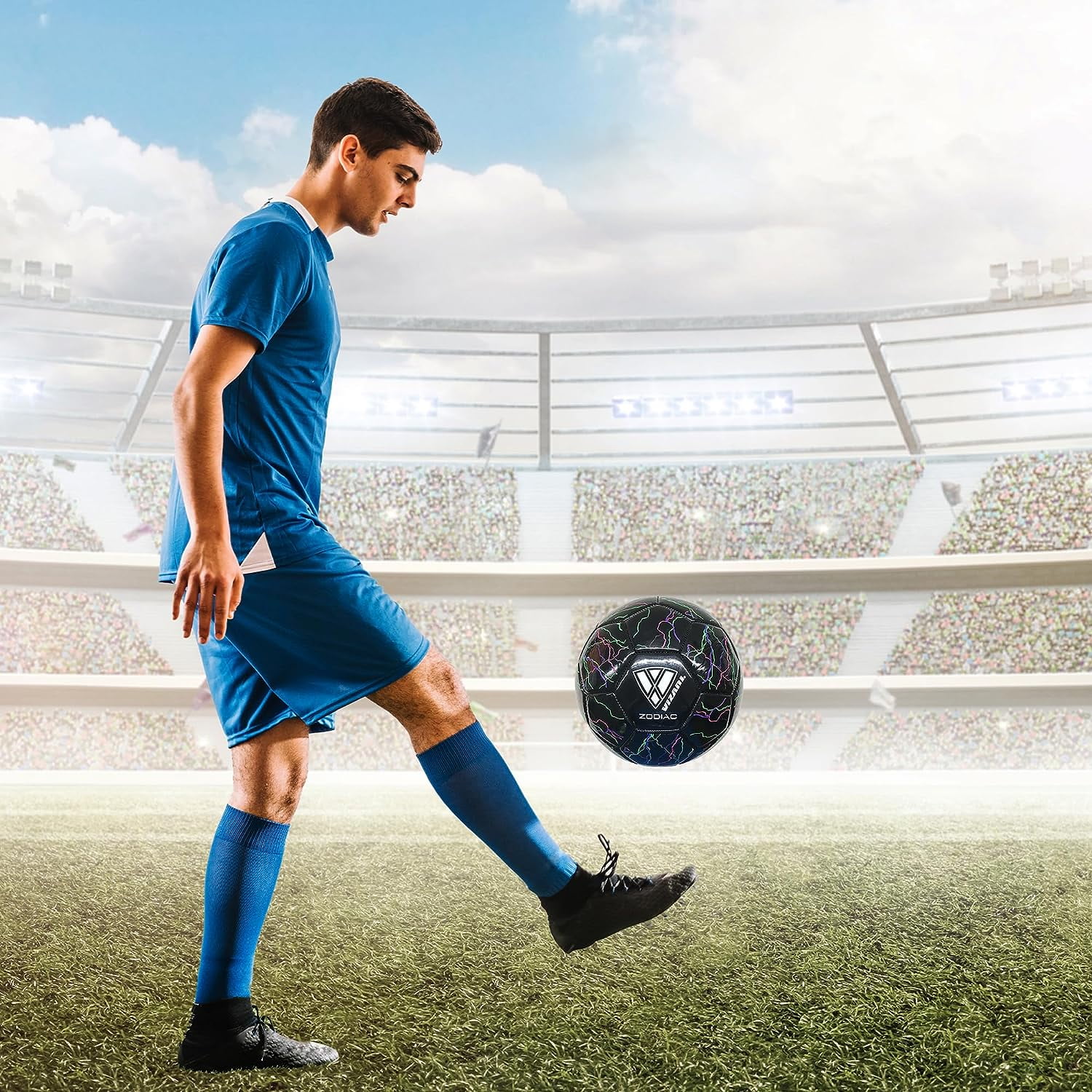 (6 pack) Vizari Zodiac Soccer Ball | Sizes 3, 4, 5 | Durable Waterproof Synthetic Leather | For Youth & Adults - BLACK, 3