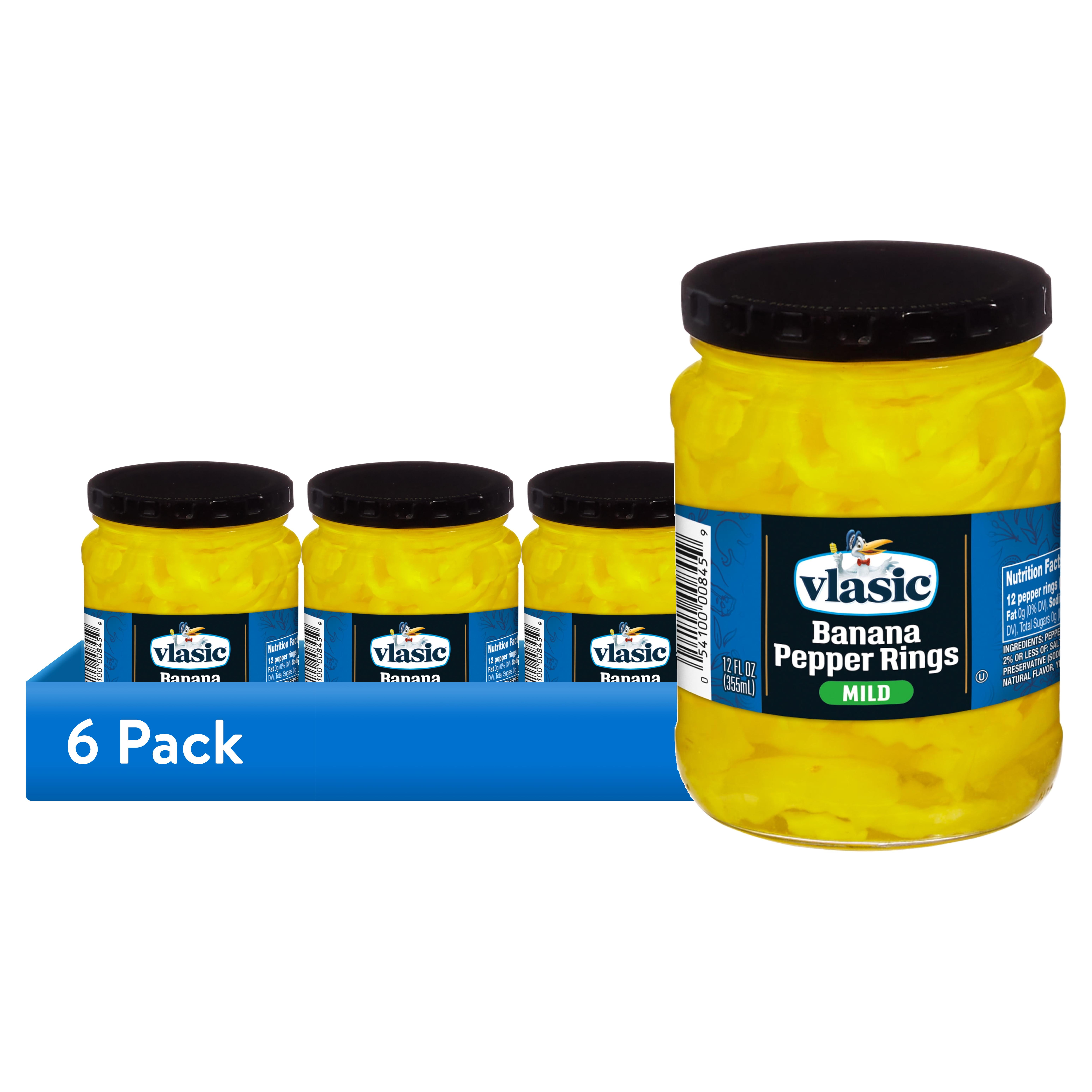 (6 pack) Vlasic Mild Banana Pepper Rings, Keto Friendly, 12 fl. oz.
